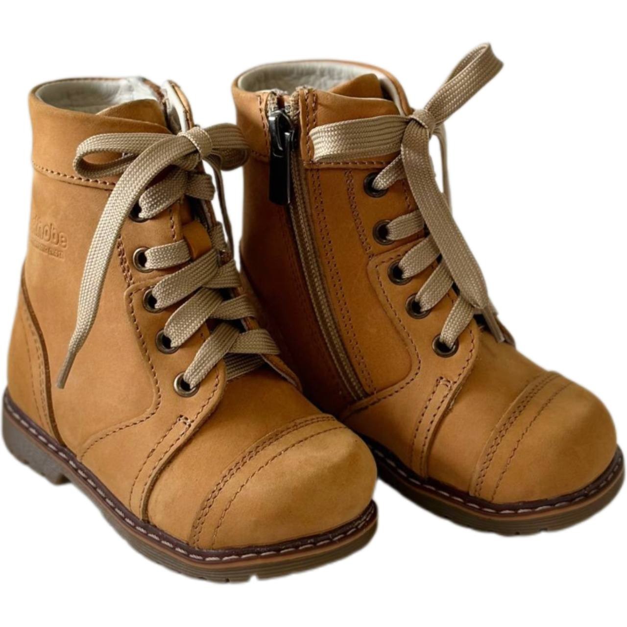 Kids Camel Yellow Nubuck Leather Boots–Size EU 23 (US 6.5 / UK 6 / AU 6.5, 15 sm