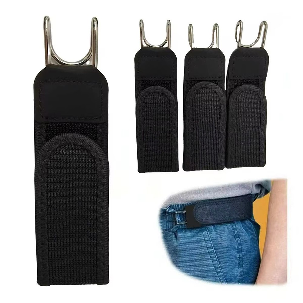 2PCS Heavy Duty Metal Hook Elastic Belt Buckle-Less Invisible Waist Belt Closure
