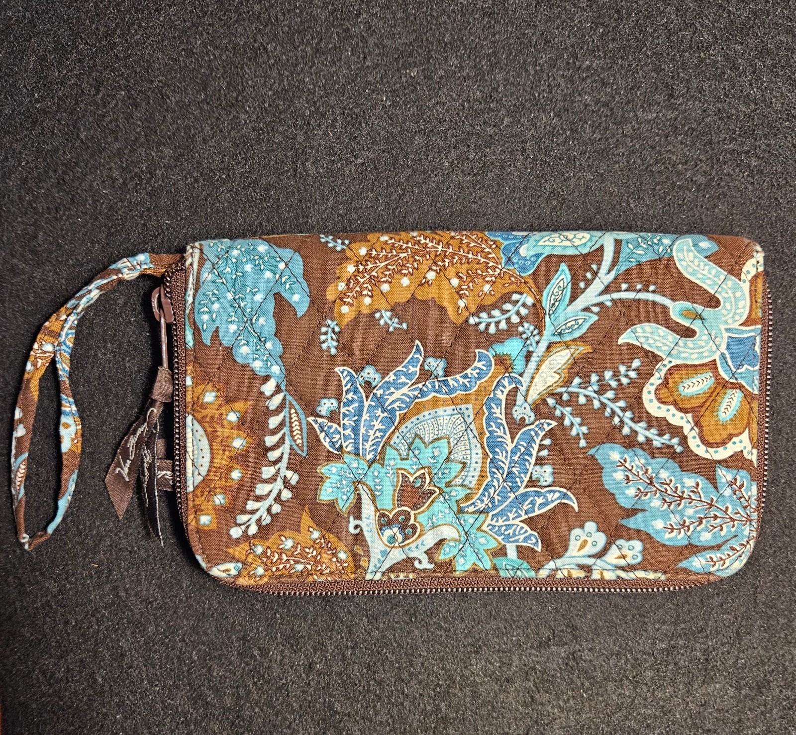 Vera Bradley Wristlet Wallet in Retired Pattern Java Blue Zipper Bag