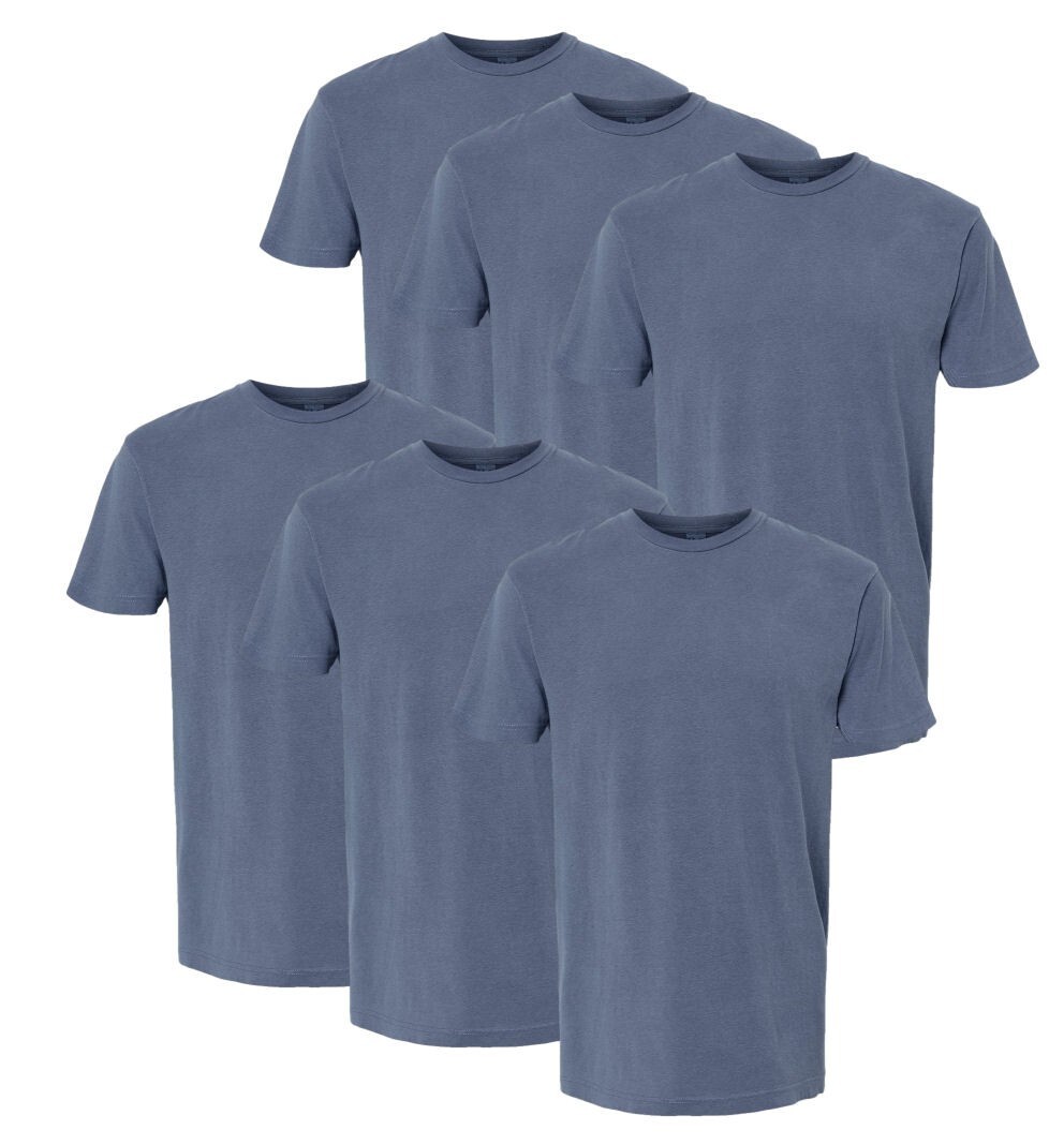 Bulk Lot 6 M&O Vintage Garment-Dyed Ring Spun Blank T-shirts – Blue Jean – XXL
