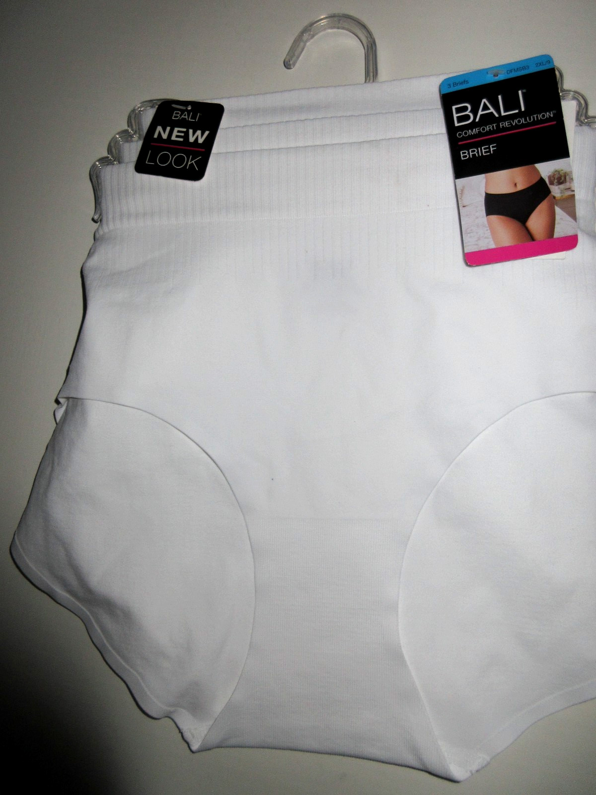 Bali BRIEF 3-Pack Underwear Panties Comfort Stretch Nylon seamless White 2XL/9