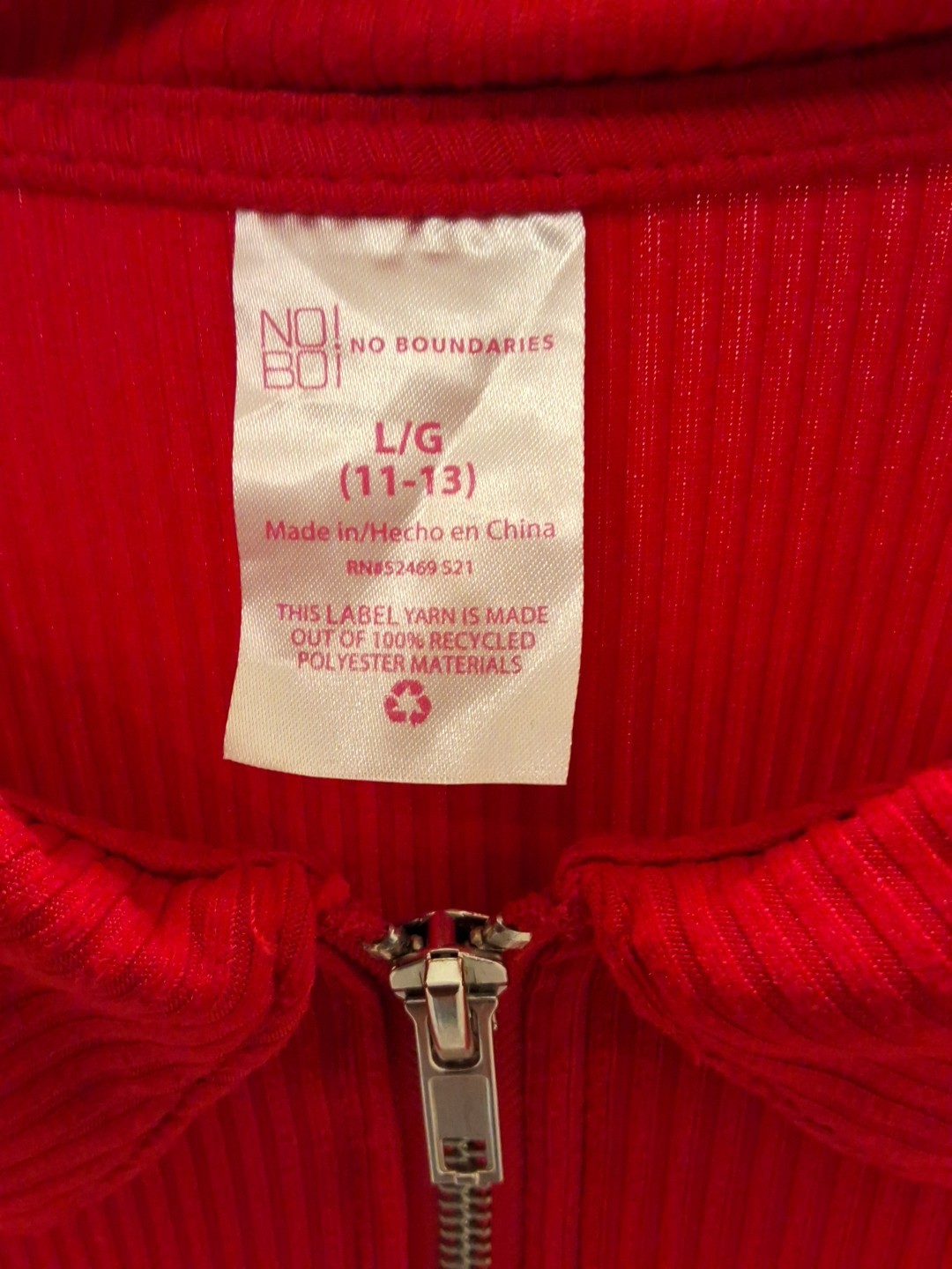 No Boundaries Large 2 Way Zip Long Sleeve Polo Shirt Womens