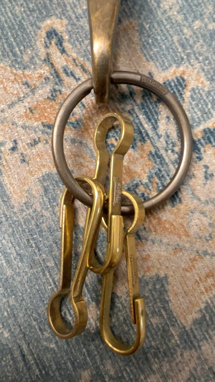 RRL Double RL Vintage Style Black Leather Key Lanyard with Brass Hooks