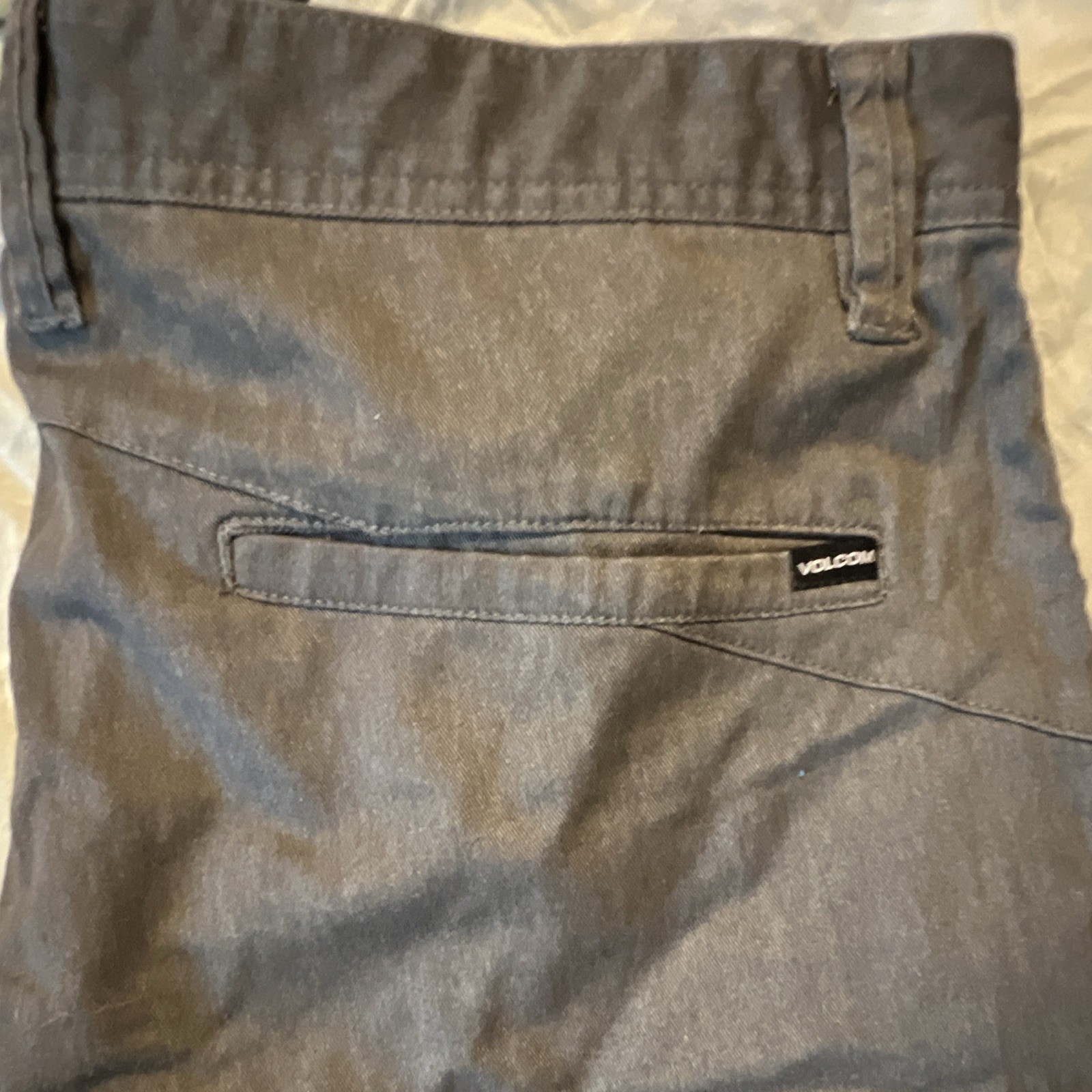 Volcom Men’s Gray Chino Pants 36 Regular Straight Leg Twill Cotton Zip