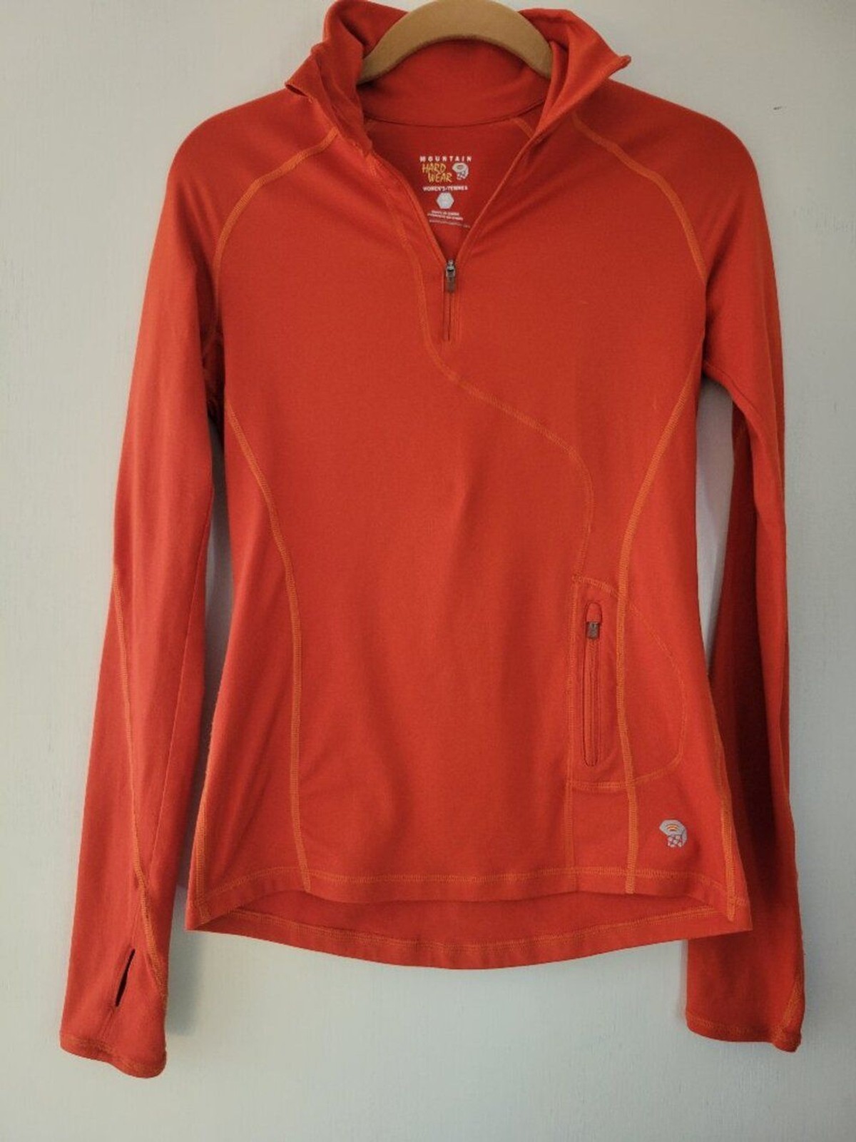 Mountain Hardwear Butterlicious Hooded Quarter Zip Pullover Women XS Orange