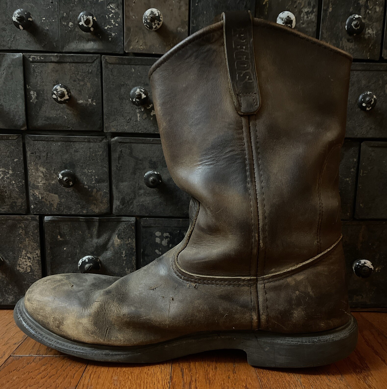 Men’s Red Wing 1124 Pecos Cowboy Western Work Boots Brown Leather USA size 12 D