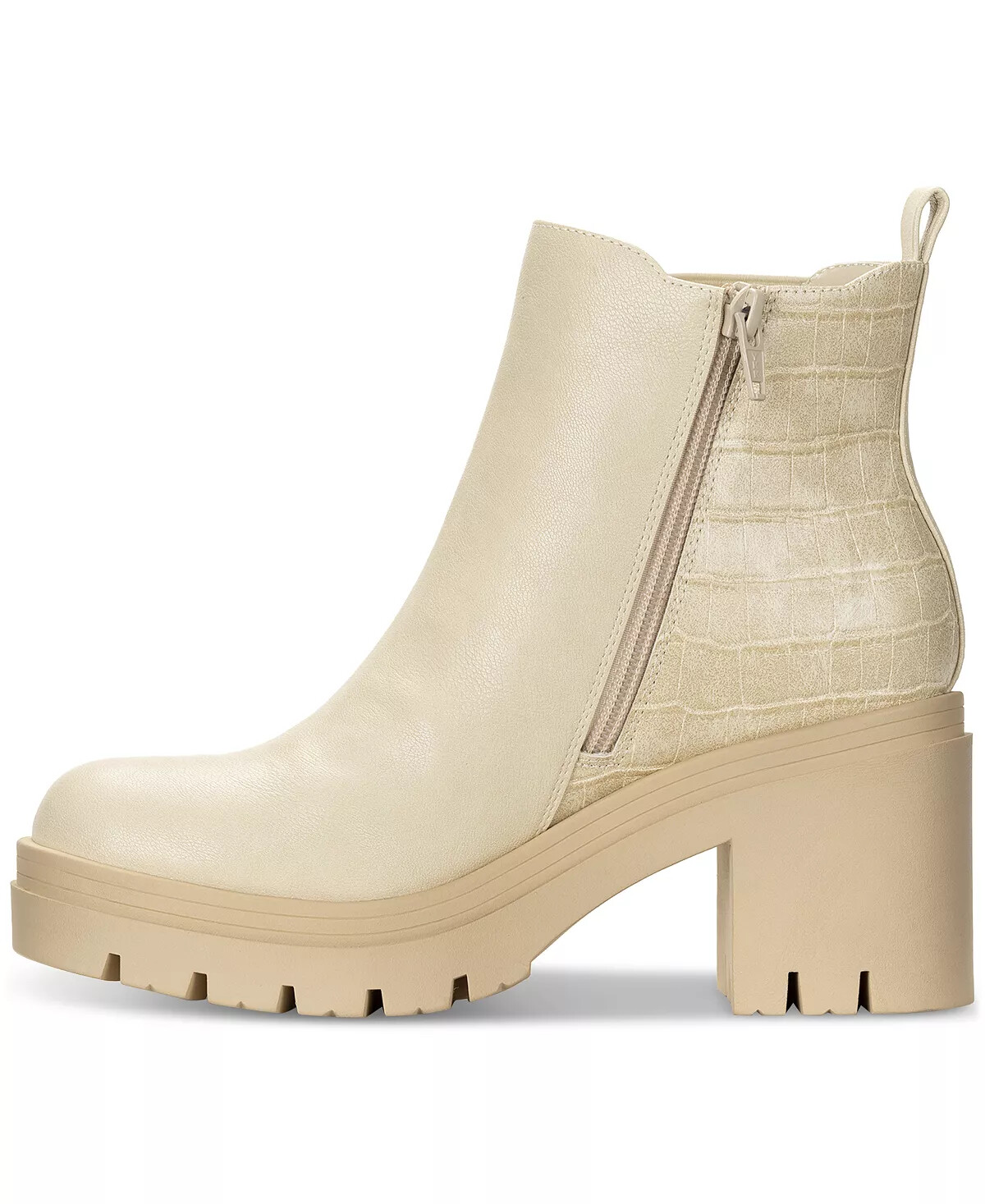 Sun + Stone Veronikaa Pull-On Lug Chelsea Booties-Color: ECRU CROC -CHOOSE SIZE!