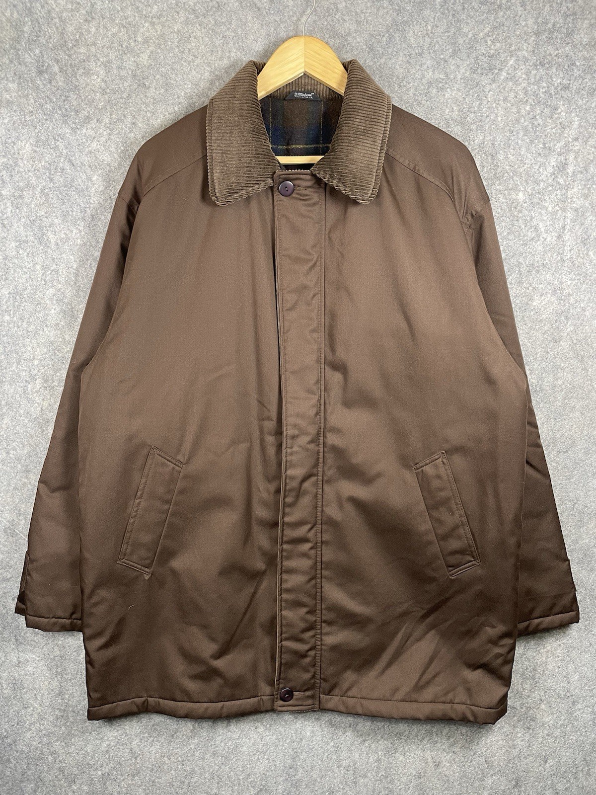 Vintage St Michael UK Coat Mens Large Brown Padded Outdoor Utility Jacket