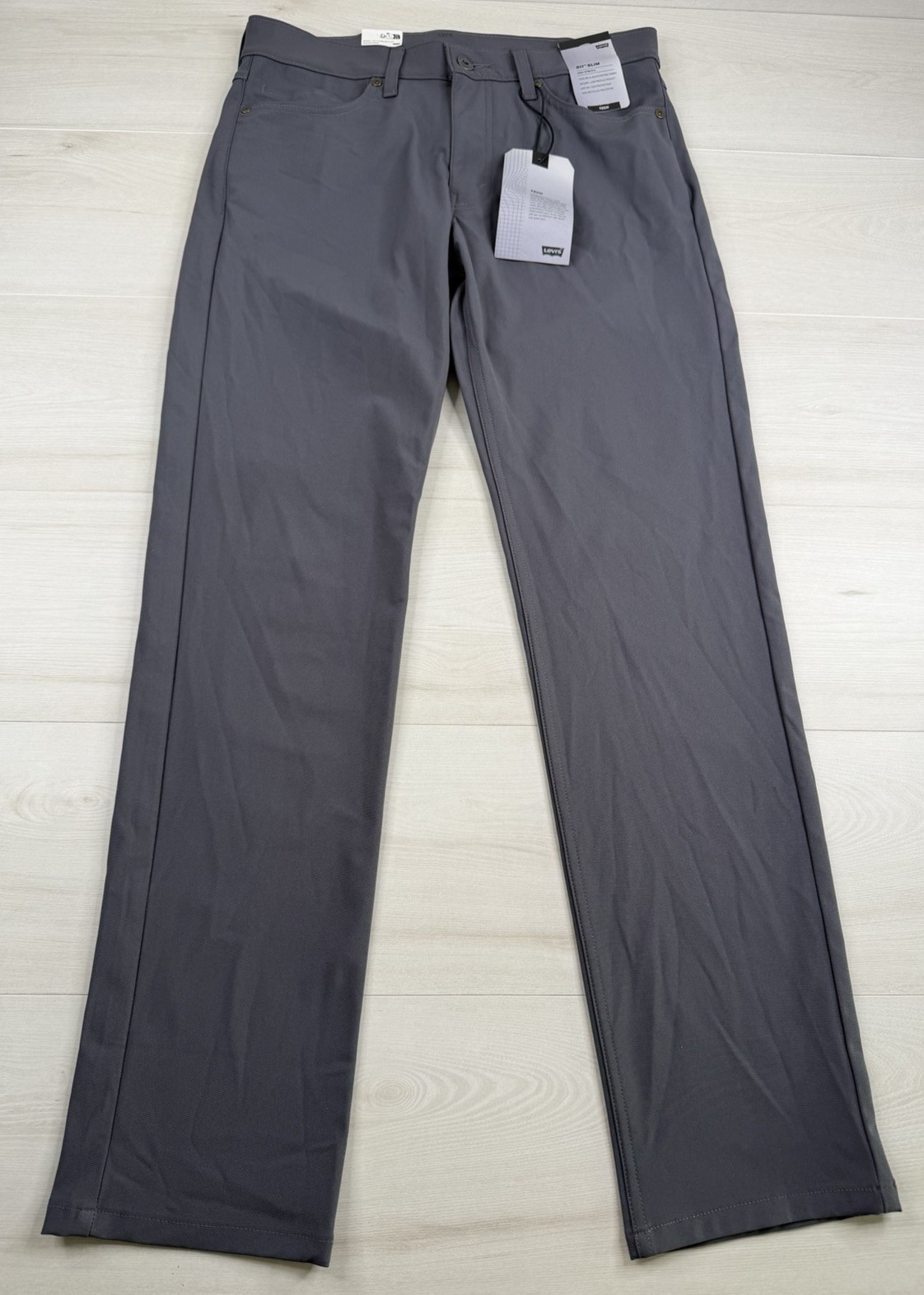 Levis 511 Slim Tech Pants Gray Performance Stretch UPF 50 Quick Dry 32×32 NWT