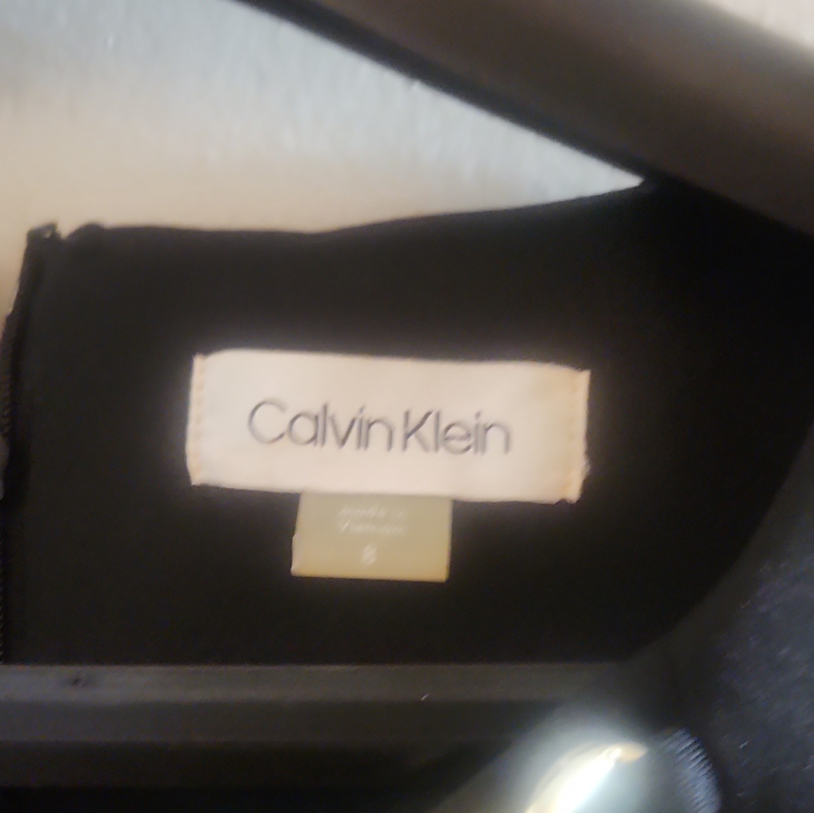 Calvin Klein Black Sheath Sleeveless Scoop Neck Chain Knee Dress Size 8