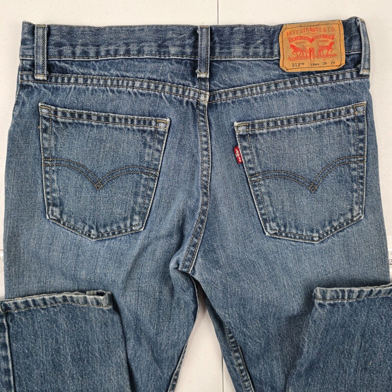 Levi’s 513 slim straight jeans boys 18 reg 29×29 blue denim 4929