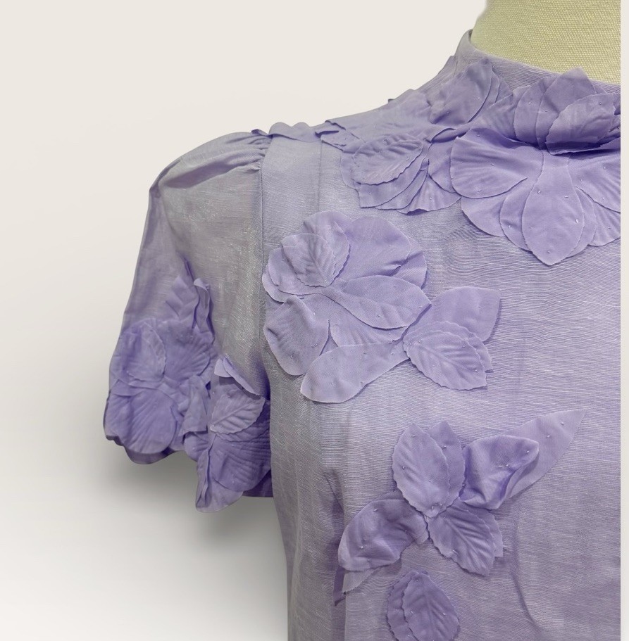 Antonio Melani Size 2 Iris Linen Floral Appliqué Mockneck Minidress Lavender NWT