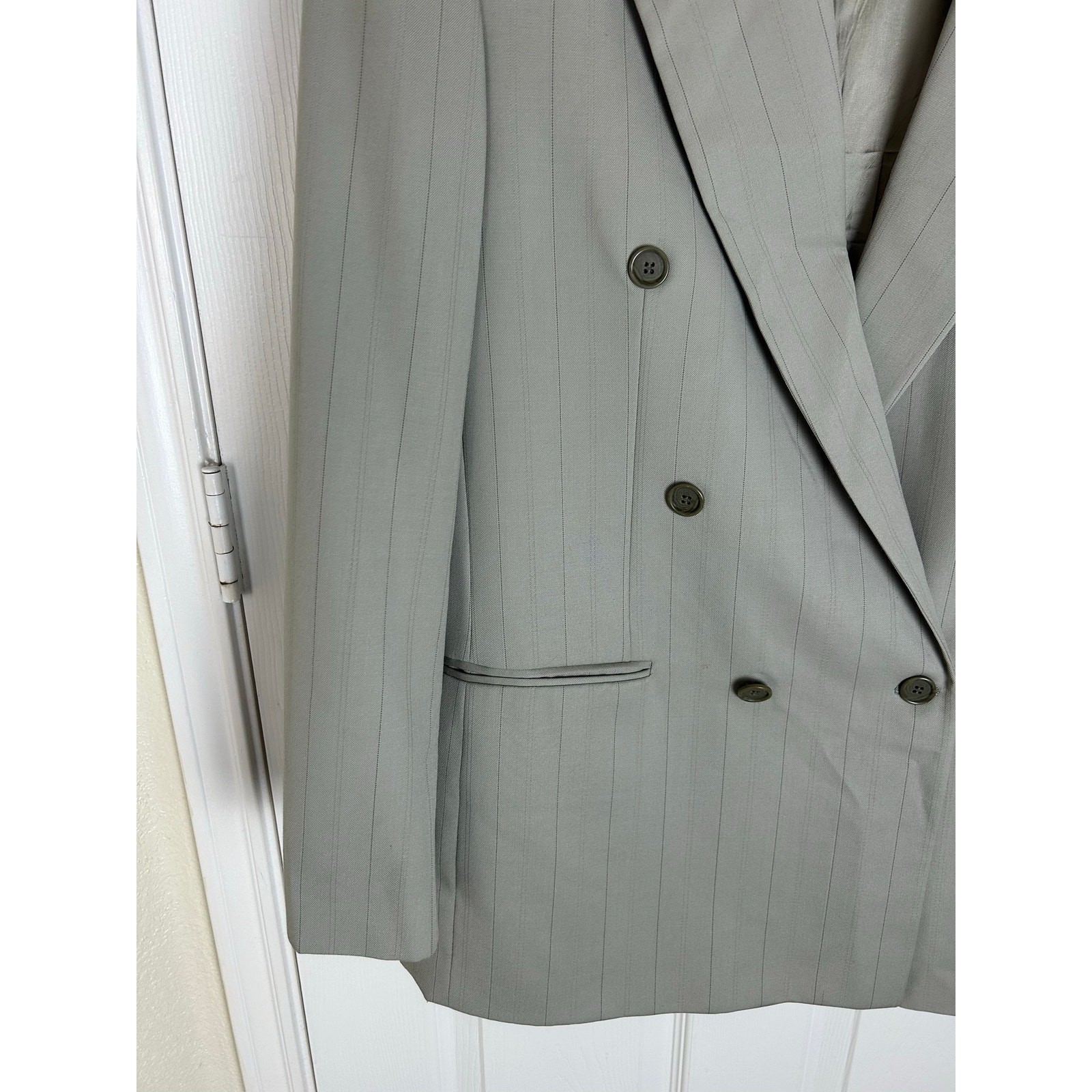 Toscanini Collezione Oro Double-Breasted Pinstripe Blazer Made Italy 52IT 42US