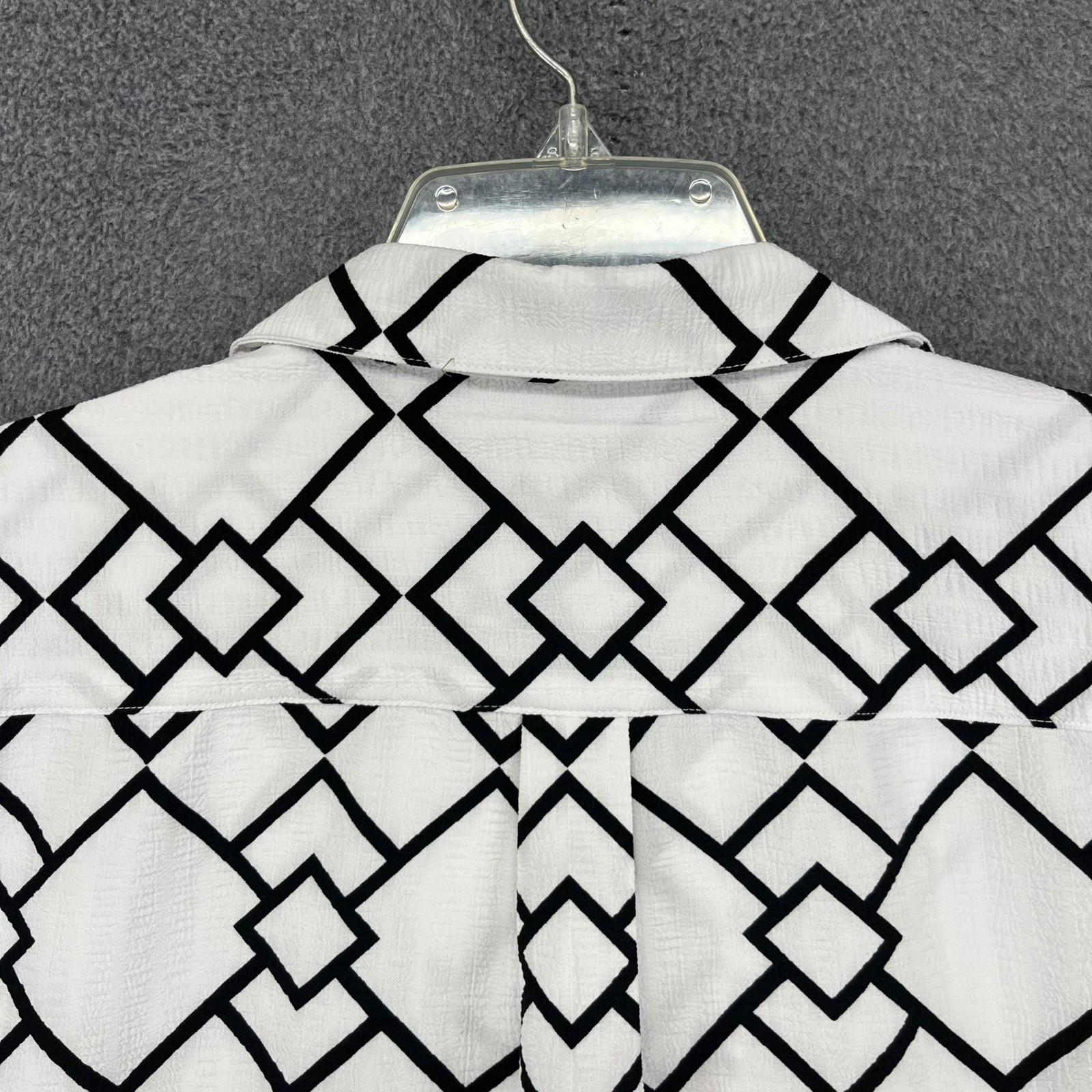 Ike Behar Button Down Shirt Mens L White Black Retro Geometric Textured S17X6044