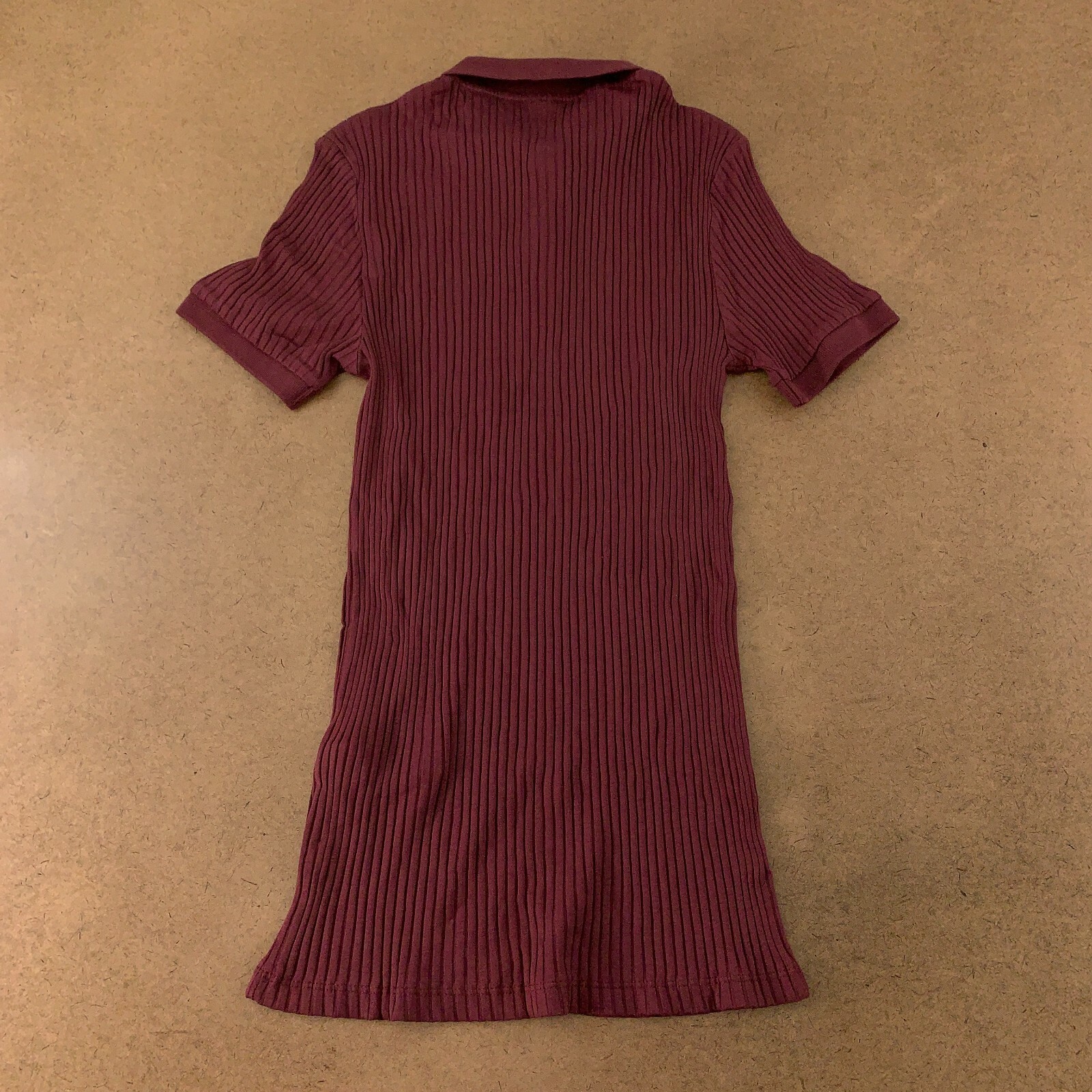 ASOS Women’s Size Medium Burgundy Rib Knit Short Sleeve Polo Dress New