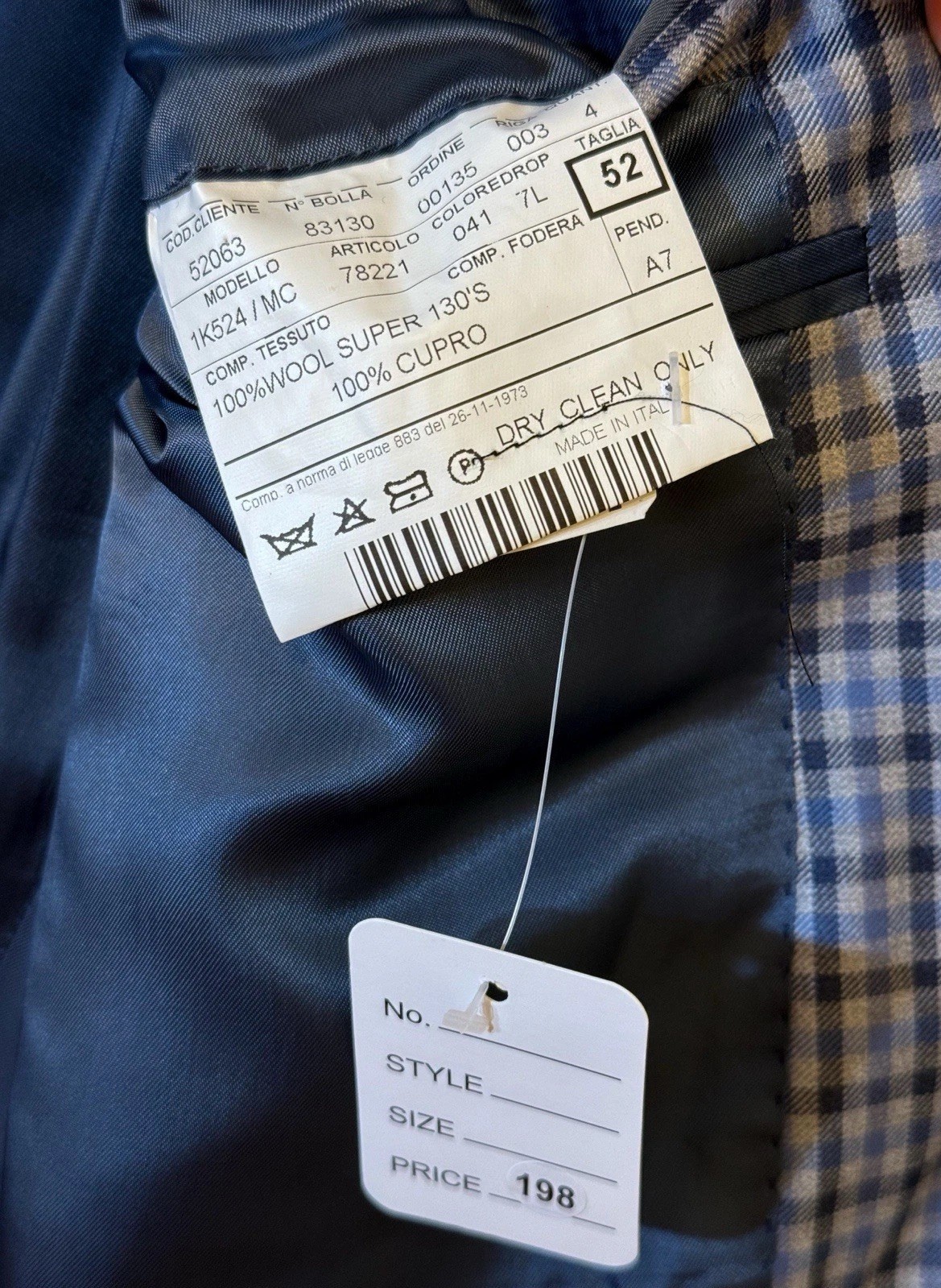 IT 52 US 42 Summer Spring Men’s 100% Wool Blazer Blue Trussing Made In Italy