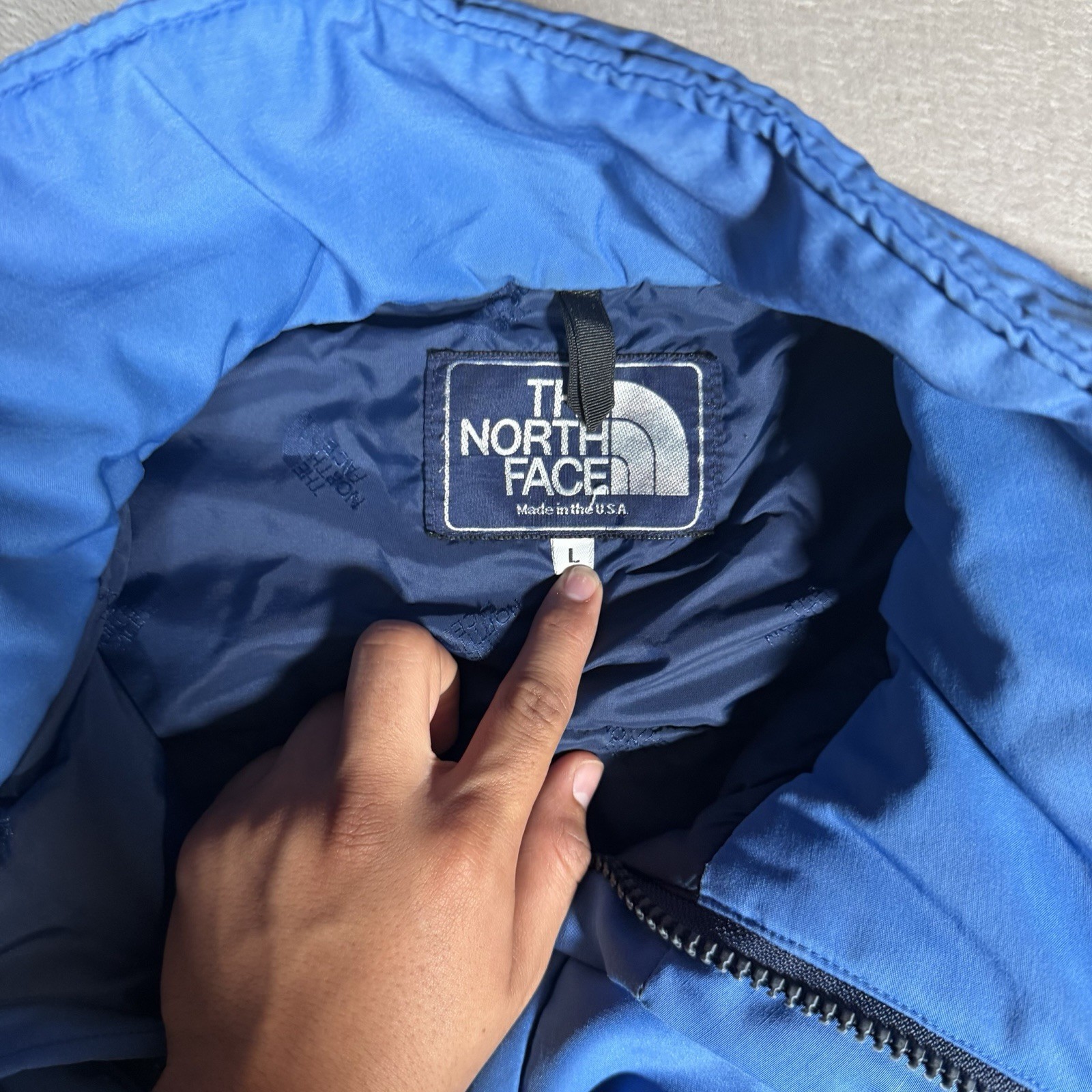The North Face Men’s Blue/Navy Down Puffer Jacket Full Zip Pockets Size L