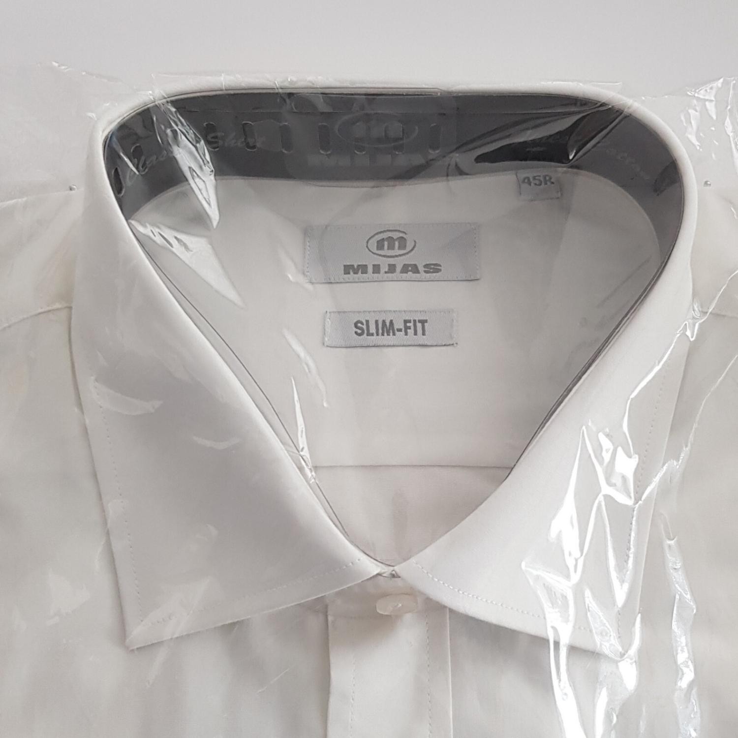 Original Mijas men’s business shirt New Kent long sleeve white slim fit size 45