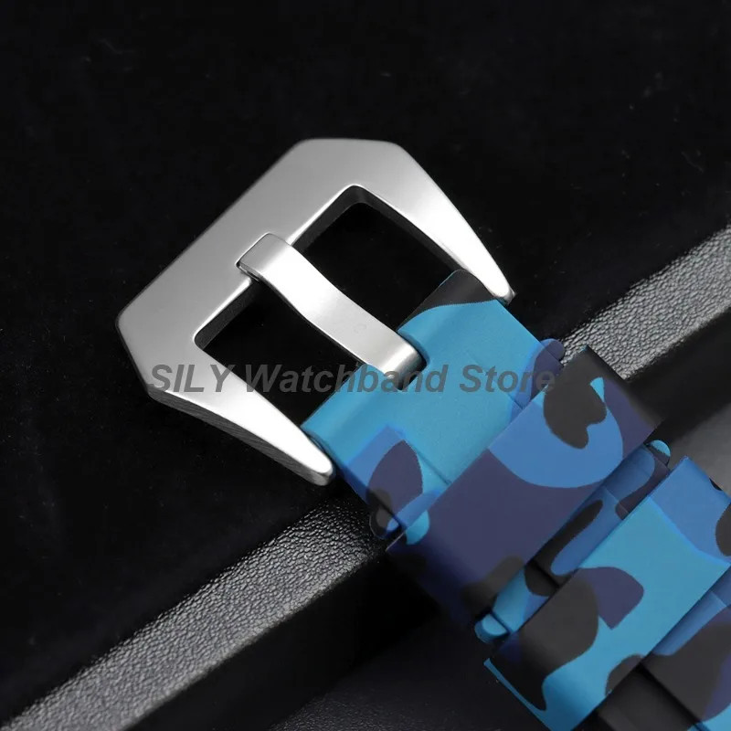 Camouflage Soft Silicone Strap 20/22mm 24mm 26mm Rubber Watch Band for Panerai
