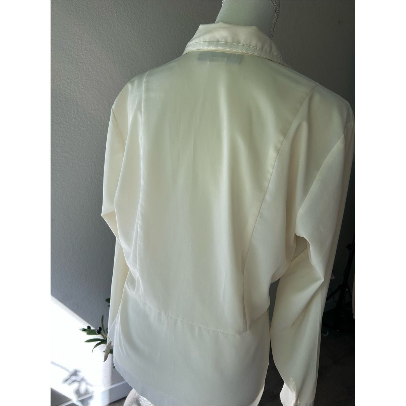 Pearl Promises | Ivory Satin Ribbon Trim Blouse | 90s Bridal