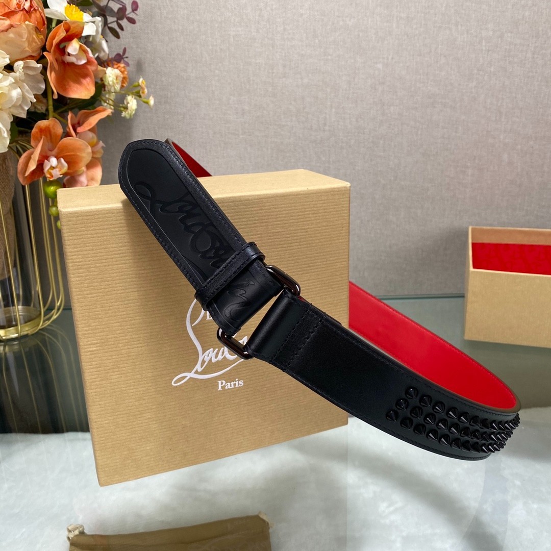 Authentic Christian Louboutin Belt Gunmetal Buckle 3.5cm/1.38″