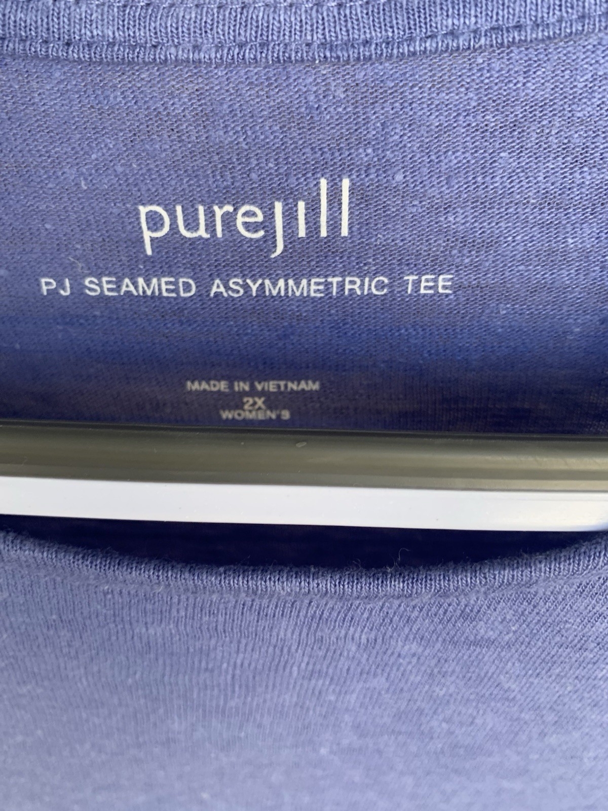 Pure Jill J.Jill Linen Blend PJ Seamed Asymmetric Tee 2X Purple Lavender Shirt