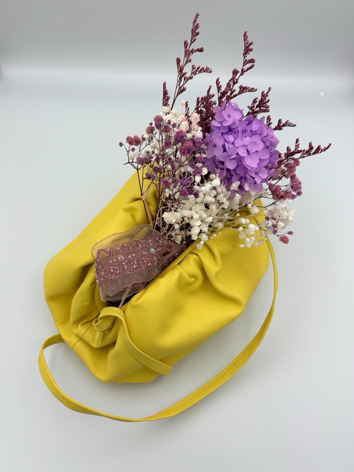 Handmade clutch bag (Bottega Veneta Pouch style) with shoulder strap