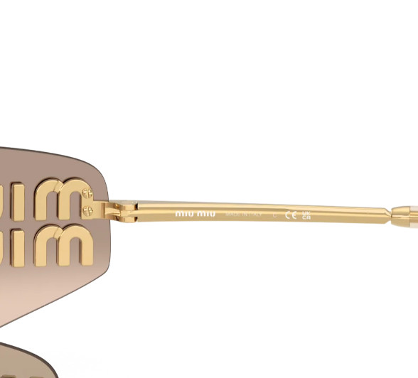 Miu Miu MU A51S 5AK20P Rectangle Sunglasses in Gold/Brown Lens (WITH PACKAGING)