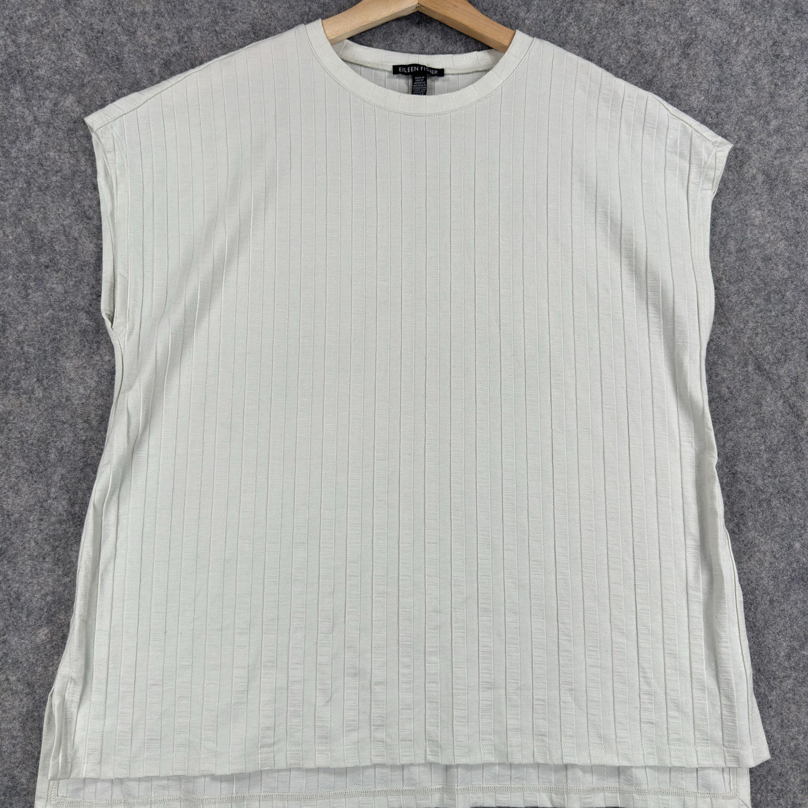 Eileen Fisher Tank Top Womens XS Beige Tencel Lyocell Ribbed Sleeveless Knit