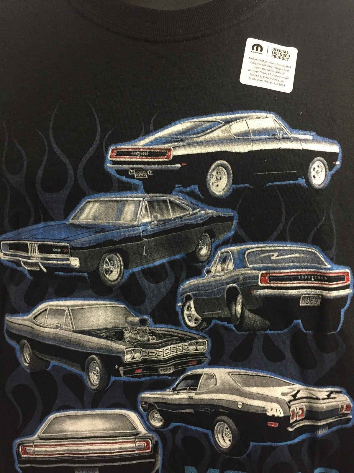 Black T-Shirt w/ “Mopar Or No Car” Script & Multiple Cars (Licensed)