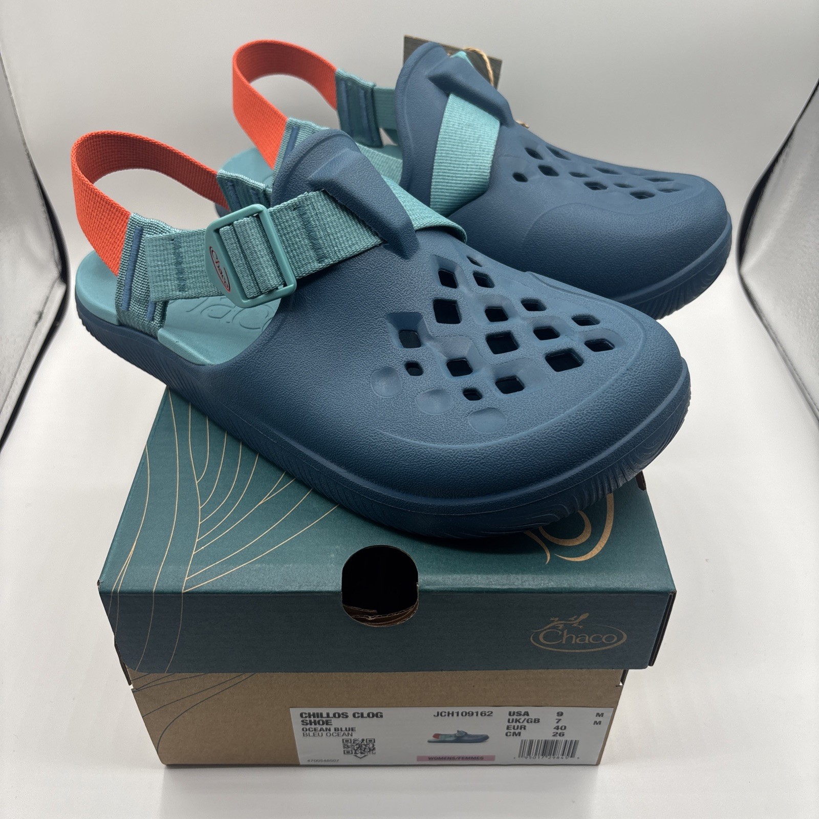 Chaco Chillos Clogs Ocean Blue Women’s Size 9 Slip-On Comfort Foam Sandals