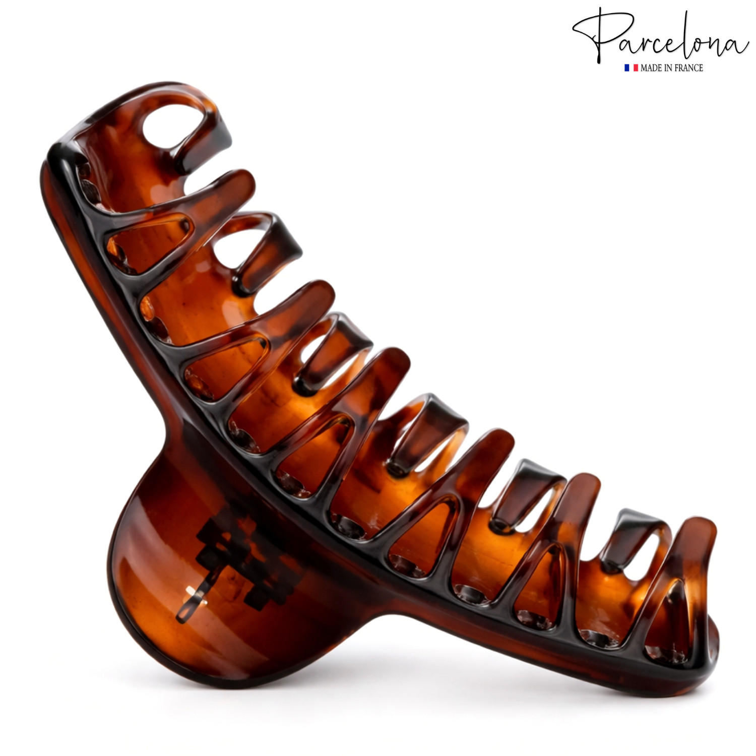 Parcelona French Curvy Large 5 Inches Long Celluloid Tortoise Shell Hair Claw