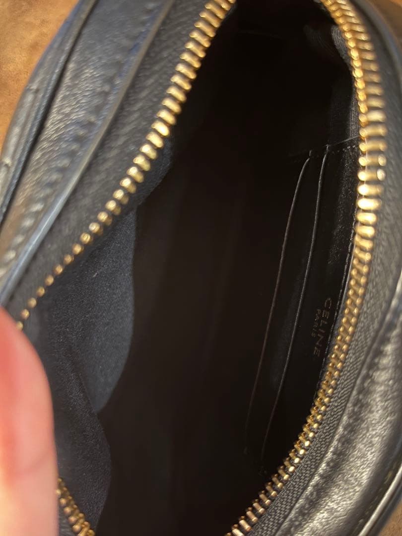 CELINE C Charm Quilted Leather Shoulder Bag Black Authentic Small Crossbody