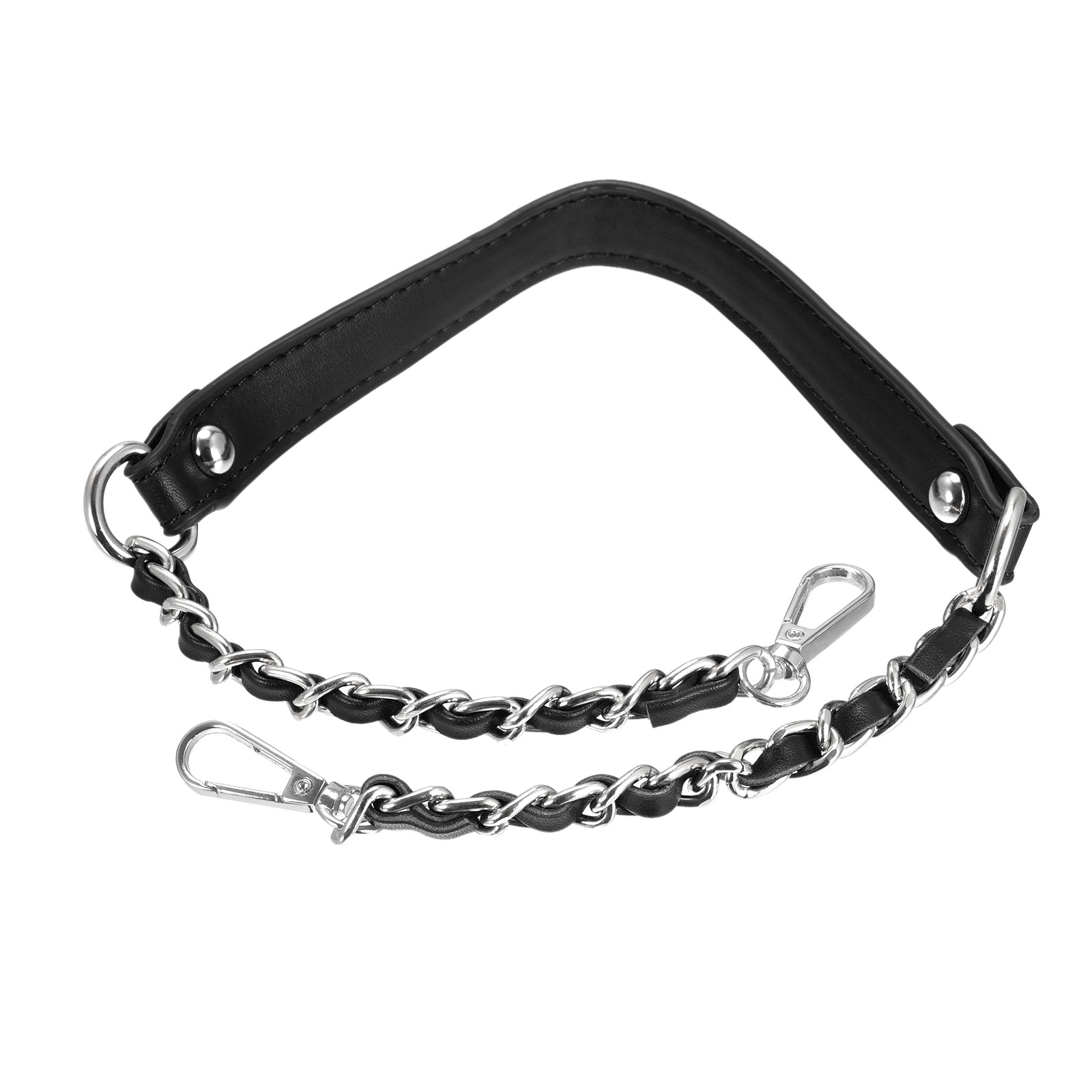 2pcs 24″ Iron Flat Chain Straps Purse Shoulder Bag DIY Replacement Black Silver