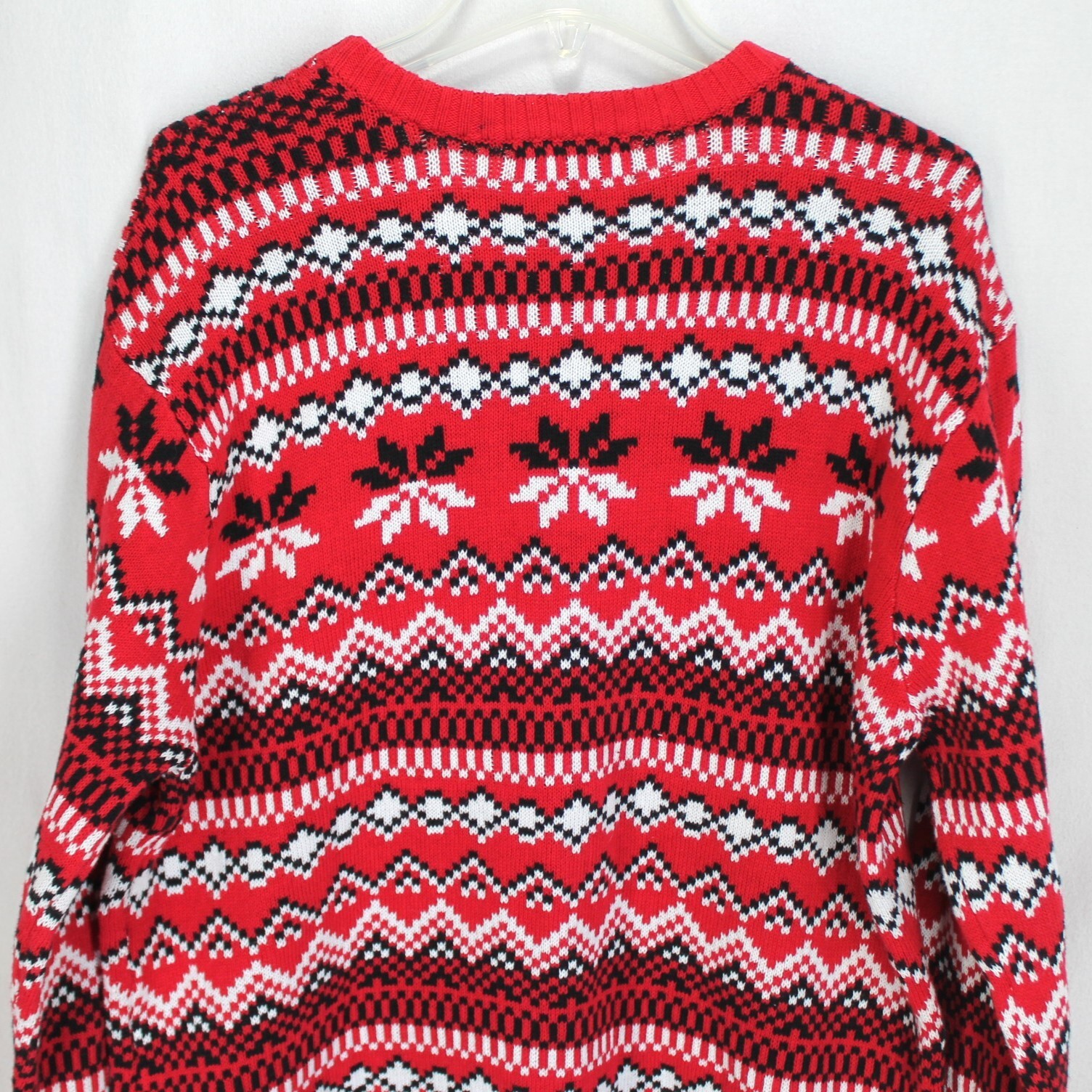 33 Degrees Boston Terrier Dog Sweater Mens L Red Black Print Christmas Holiday