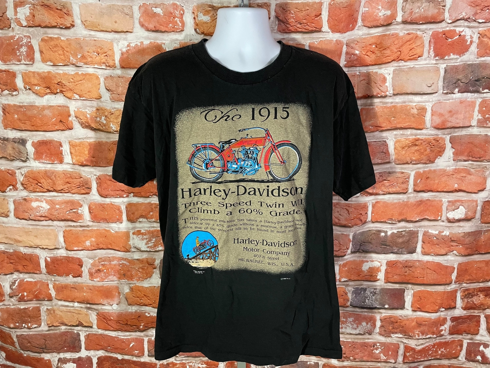 vintage 1996 Harley Davidson 1915 tee w big logo back print – sz XL – 90s biker