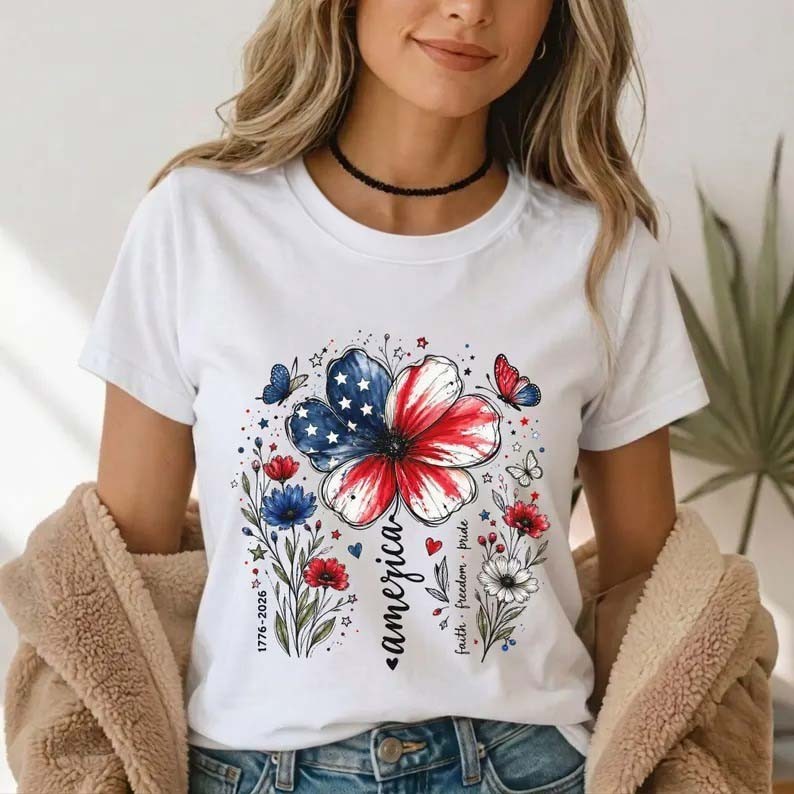USA 250th Anniversary Shirt America 1776-2026 Graphic T Shirts For Women