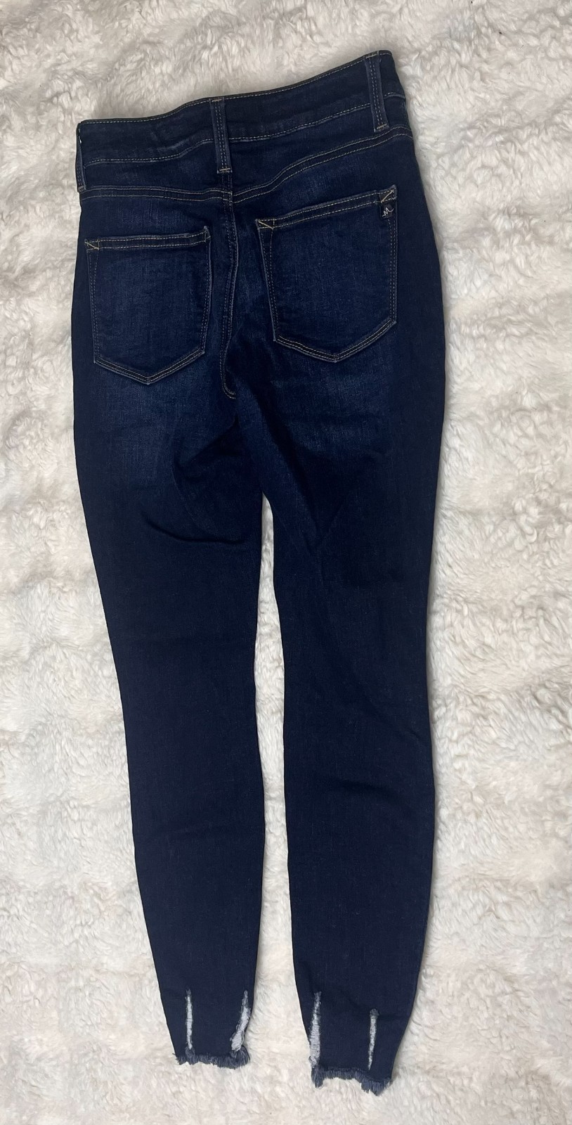 Maurices High Rise Button Fly Super Skinny Ankle Jeans XS Short Dark Wash Frayed