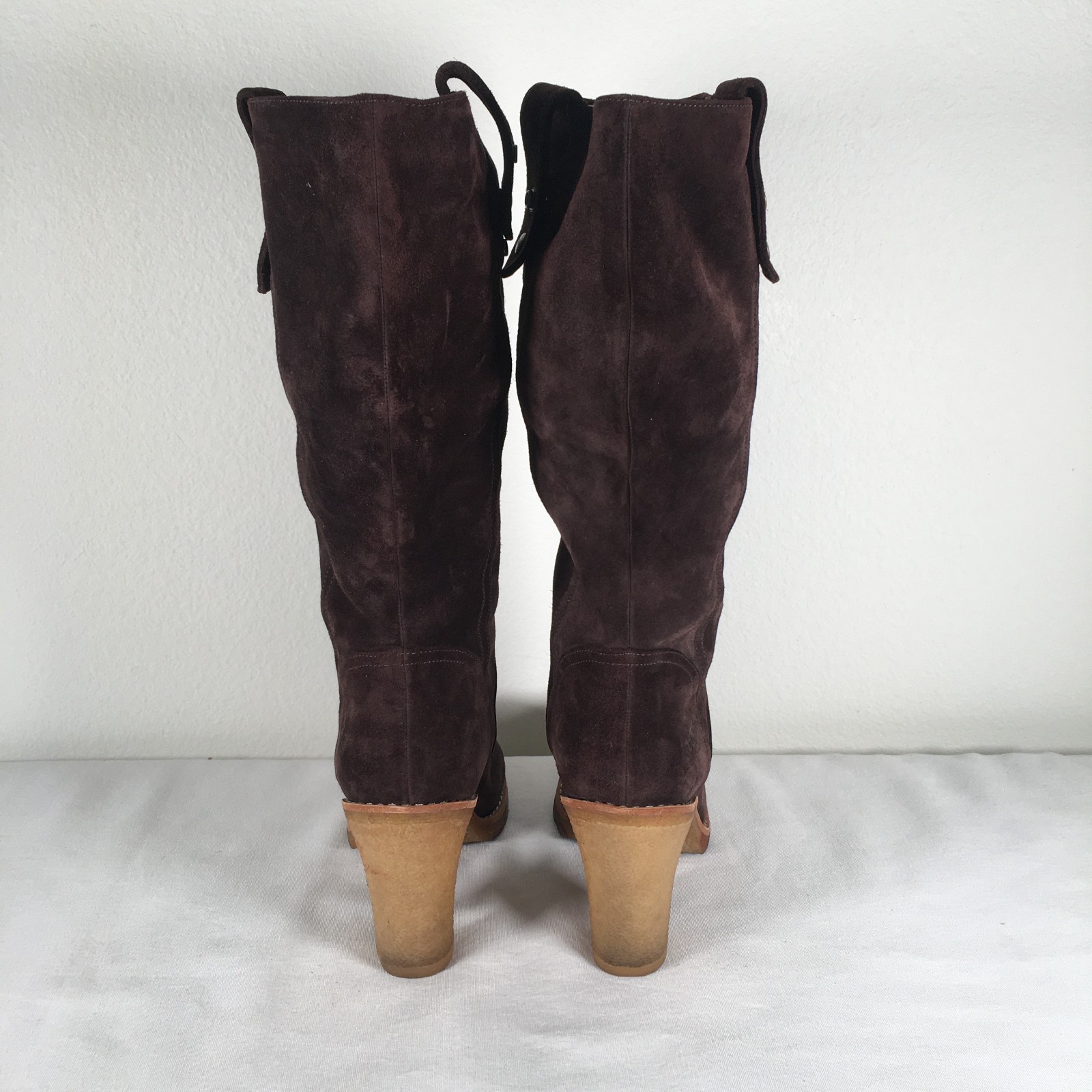 UGG Australia Chocolate Suede Leather Knee High Heel Boot Pull-On Women’s 8