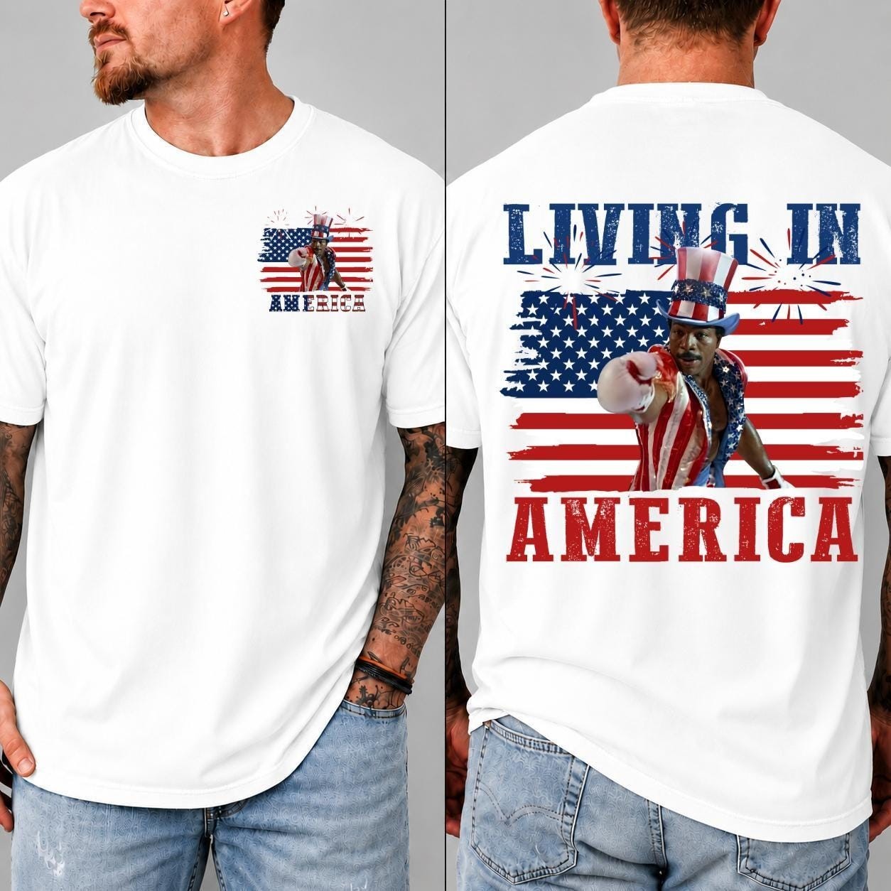 Apollo Creed Living In America, Patriotic Boxing Fourth Of July Vintage America