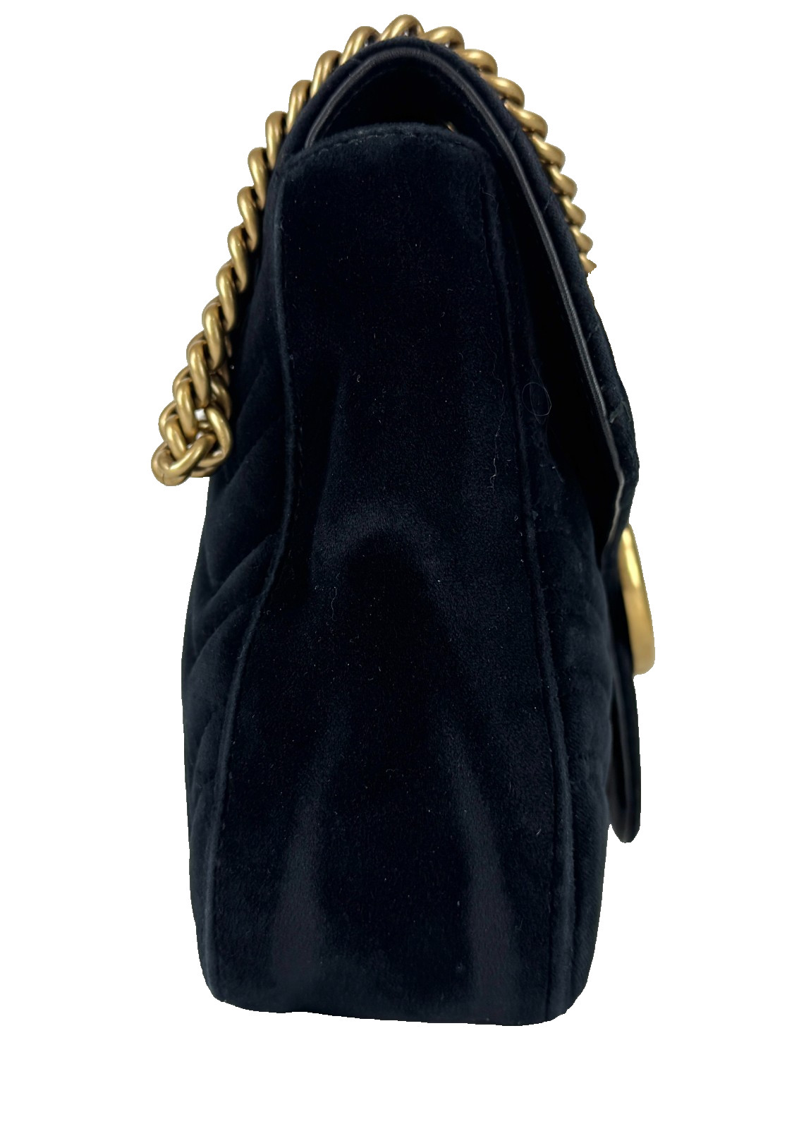 Gucci Auth Black Double G Marmont Medium Velvet Crossbody Shoulder Chain GG Bag