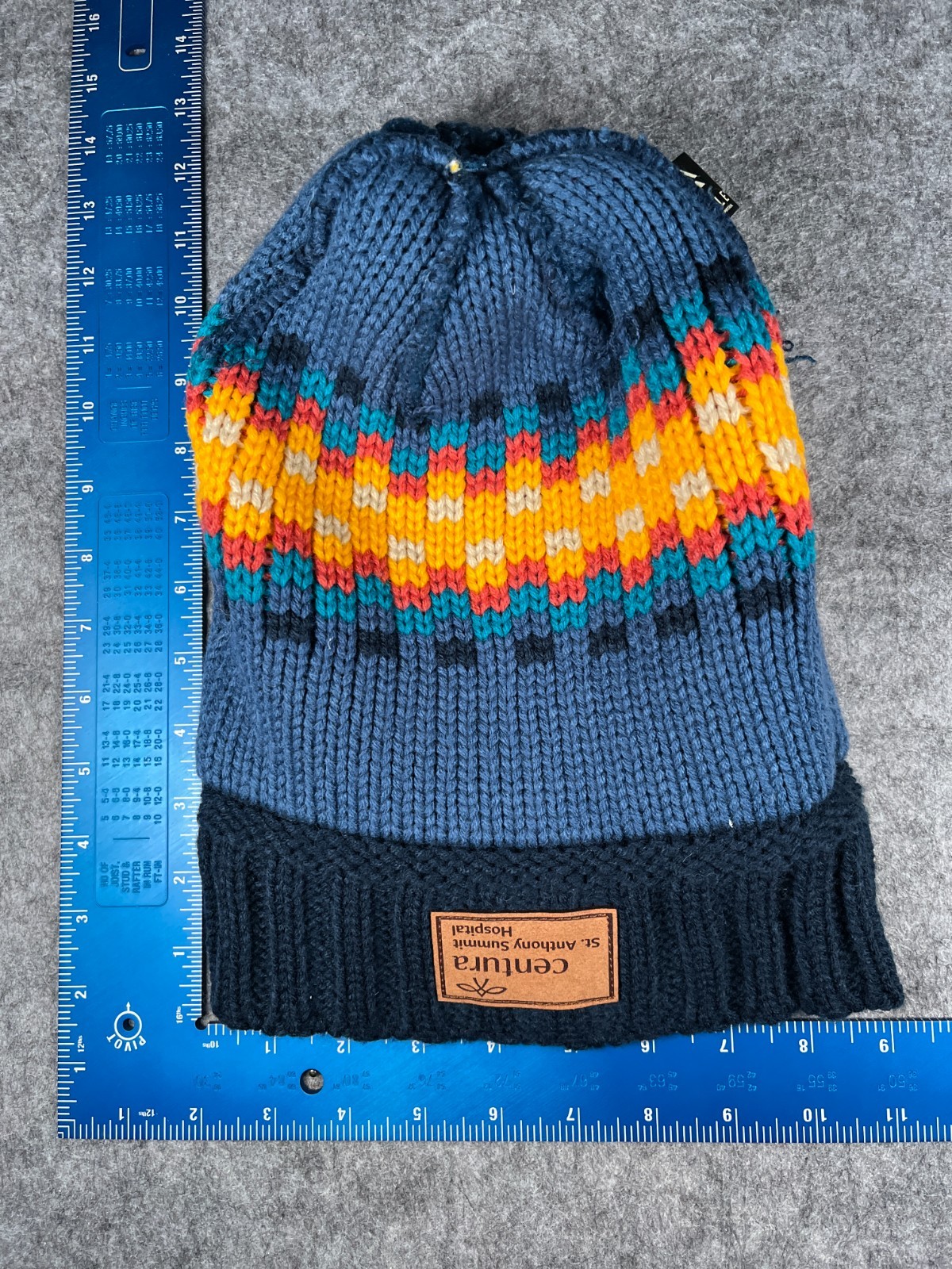 Centura St Anthony Summit Hospital Locale Beanie Toque Adult OS Blue Acrylic Pom