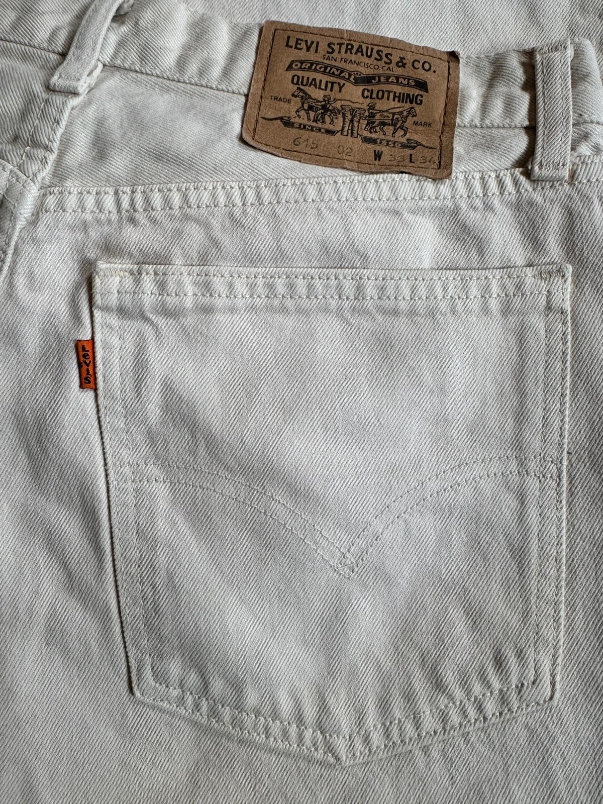 Levi’s 615 Orange Tab White Jeans W30 L30 Vintage 🇮🇹 Made in Italy