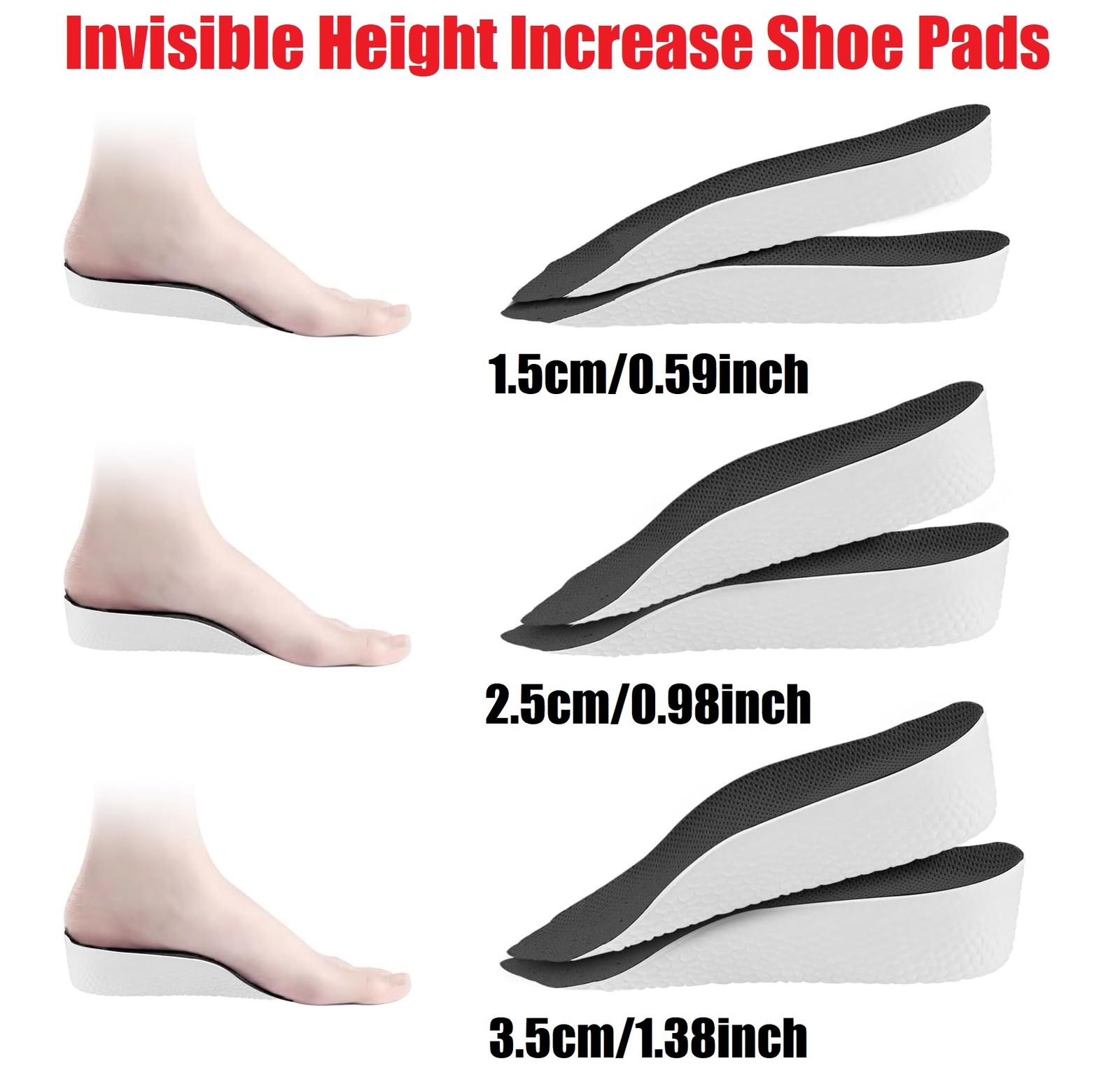 Height Increase Insoles Orthotic High Cushion Insole Arch Support Flat Feet Reli