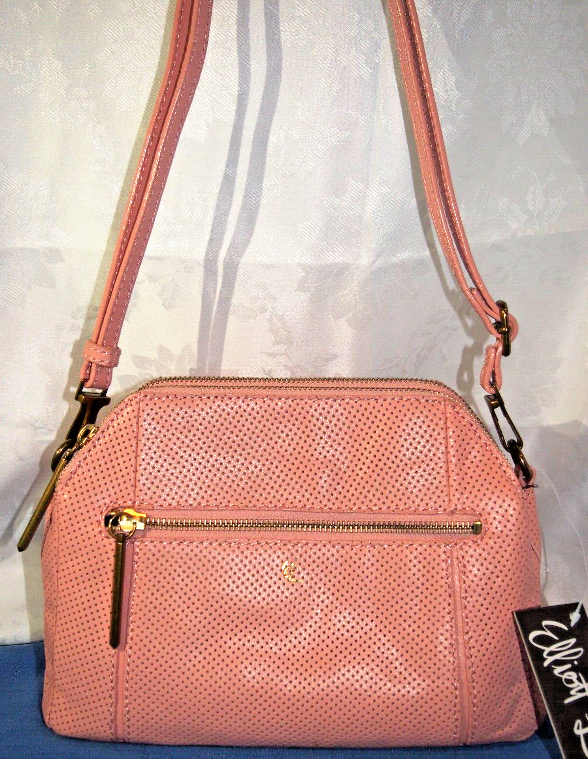 Elliott Lucca FARO Apricot Perforated Leather Crossbody/Shoulder Bag/Clutch-NWT