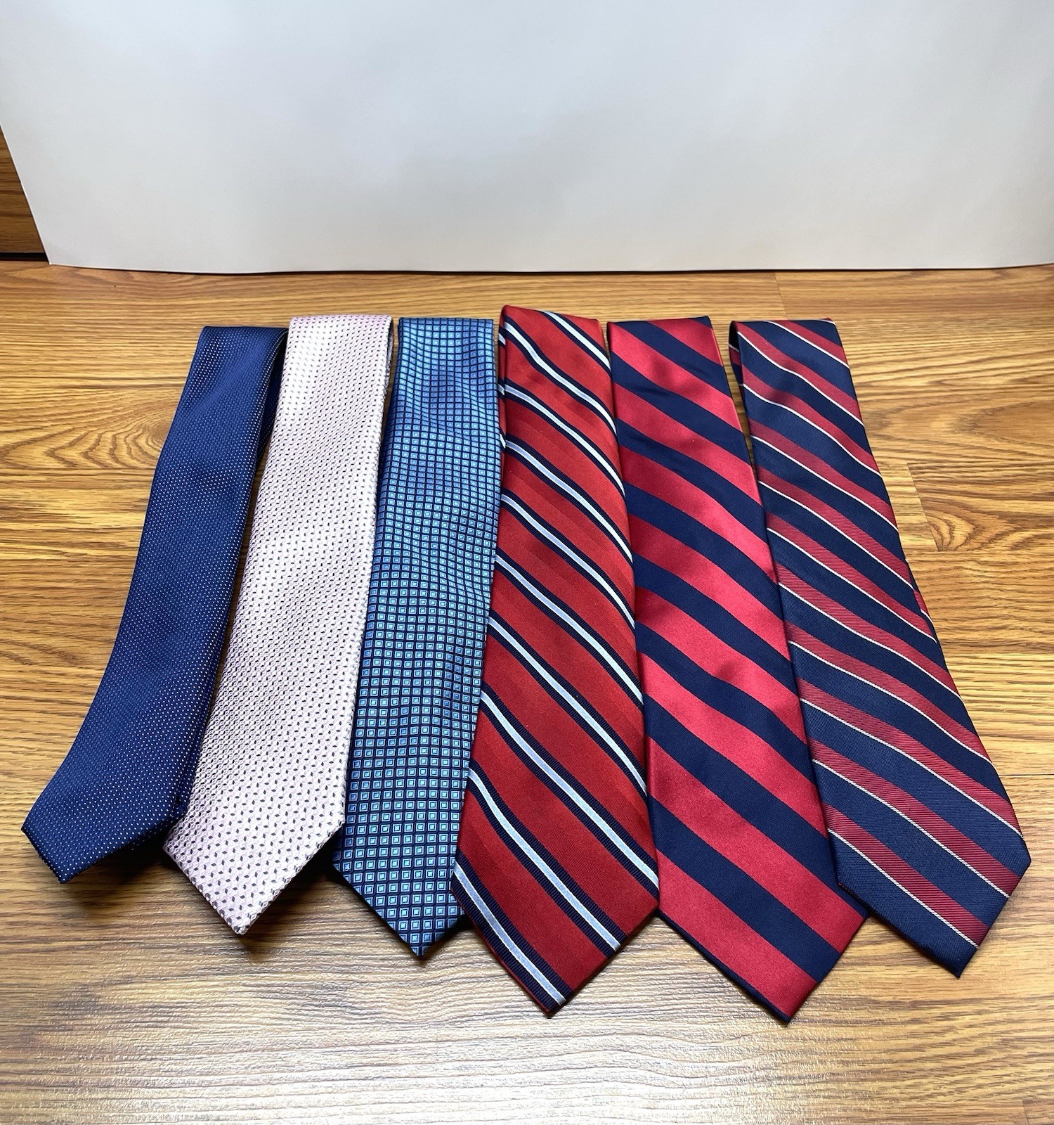 Michael Kors Calvin Klein Tommy Hilfiger Tie Lot 6 Blue Pink Red Striped Classic
