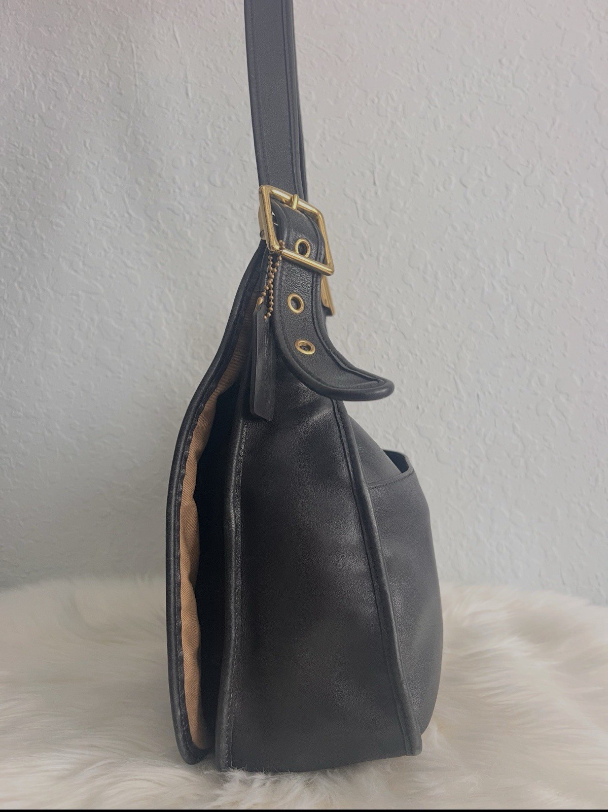 Vintage Coach 9718 Legacy Crescent Flap Hobo/Shoulder Bag Black
