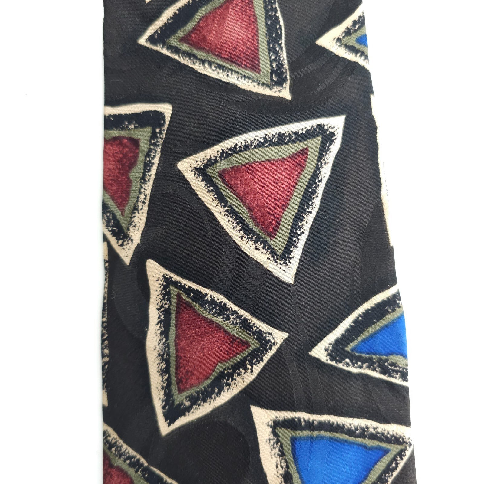 Brook & Lipton Men Necktie Geometric Black Blue Beige Red Green 57×4 – NWOT