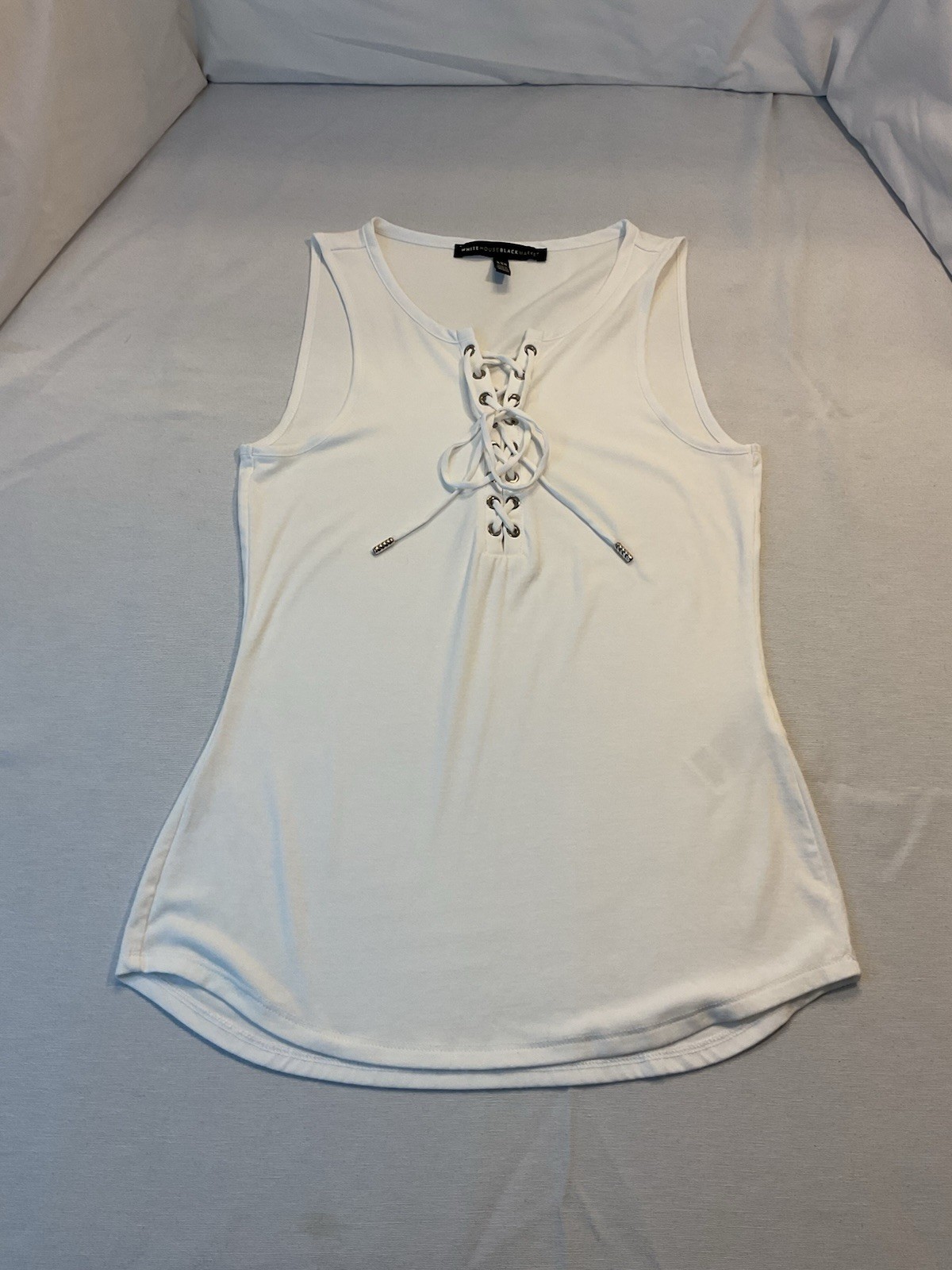 White House Black Market Women’s WhiteTie Staps Sleeveless Blose Top, Size XXS