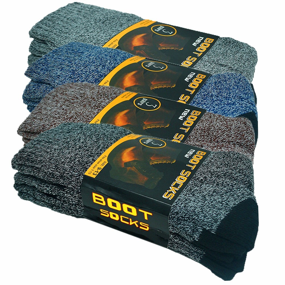 6 Pairs Mens Winter Heavy Duty Cotton Boots Thermal Warm Crew Work Socks 9-13